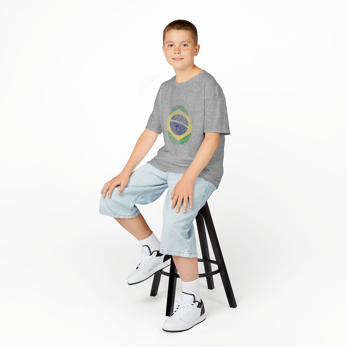 BRAZIL Fingerprint flag Soccer World Cup Fan T-Shirt (KIDS - UNISEX)