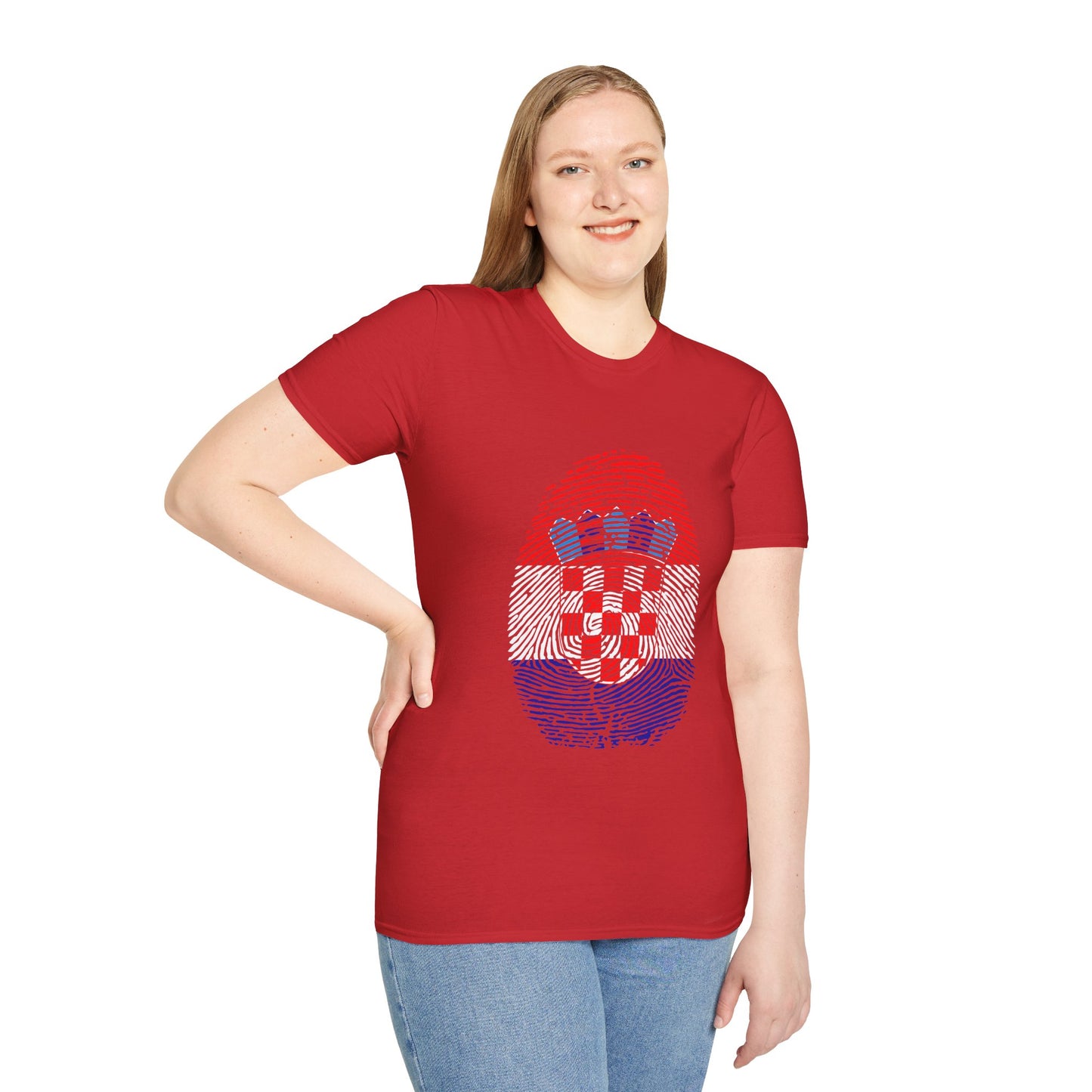 CROATIA Fingerprint flag Soccer World Cup Fan T-Shirt (WOMEN)
