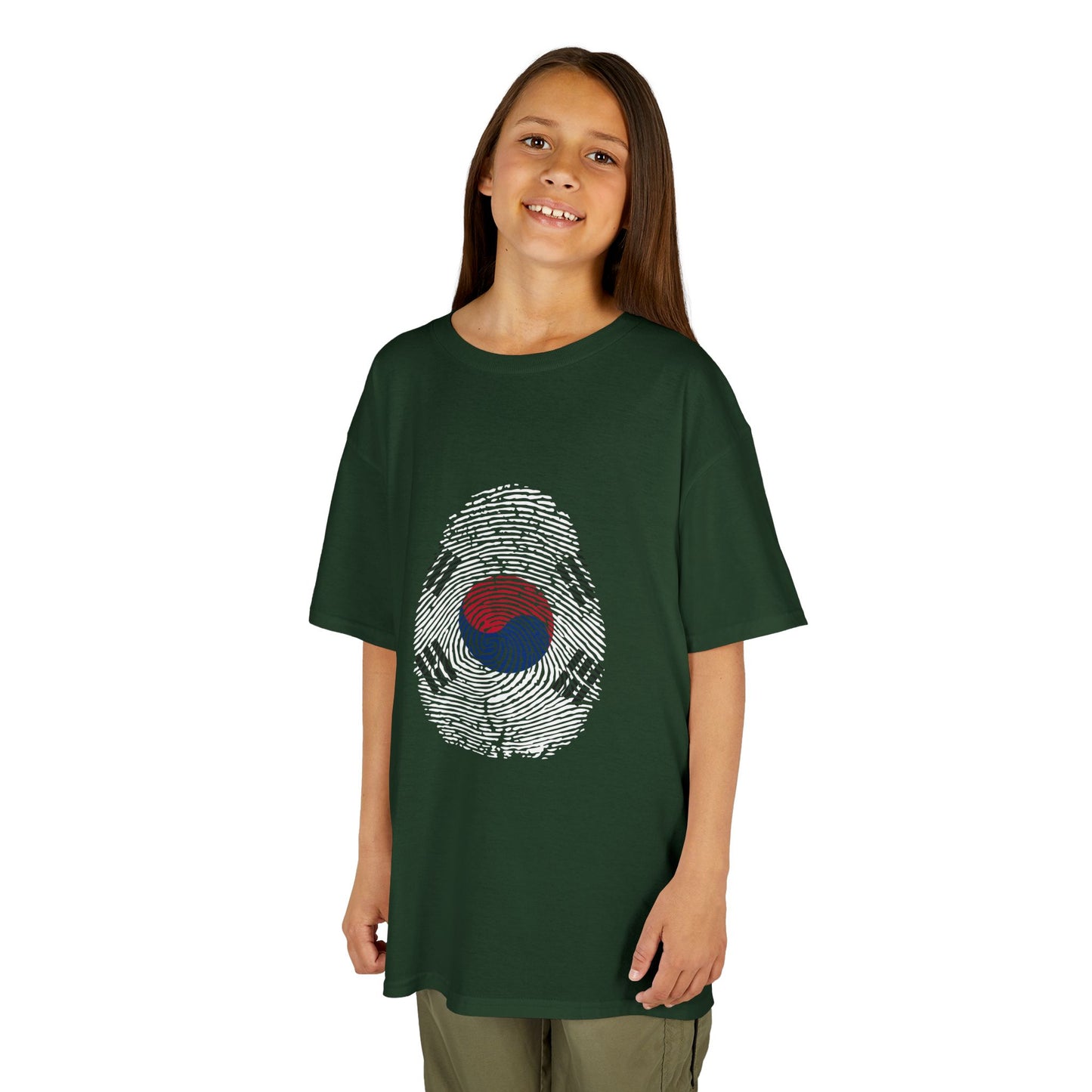 SOUTH KOREA Fingerprint flag Soccer World Cup Fan T-Shirt (KIDS - UNISEX)