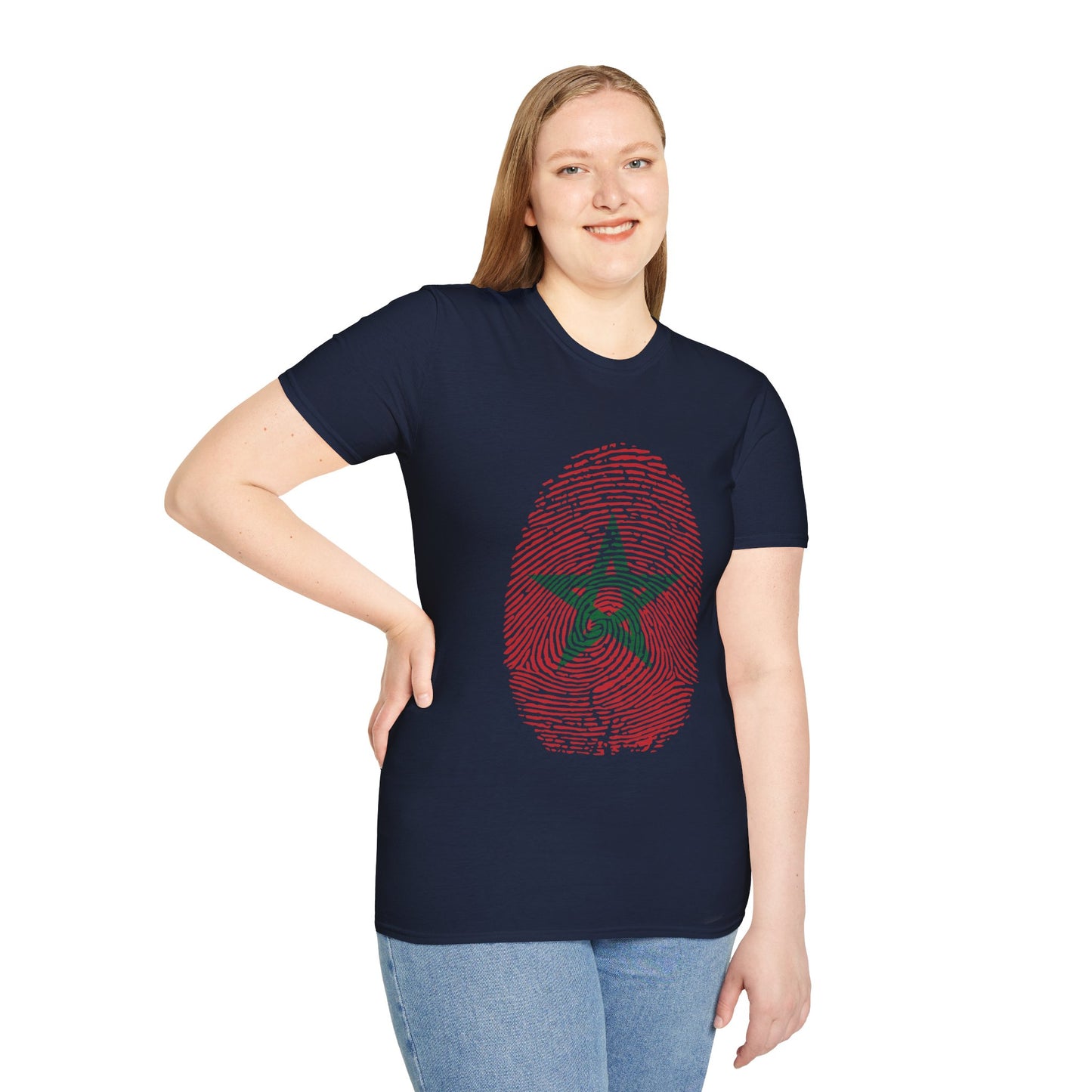 MOROCCO Fingerprint flag Soccer World Cup Fan T-Shirt (WOMEN)