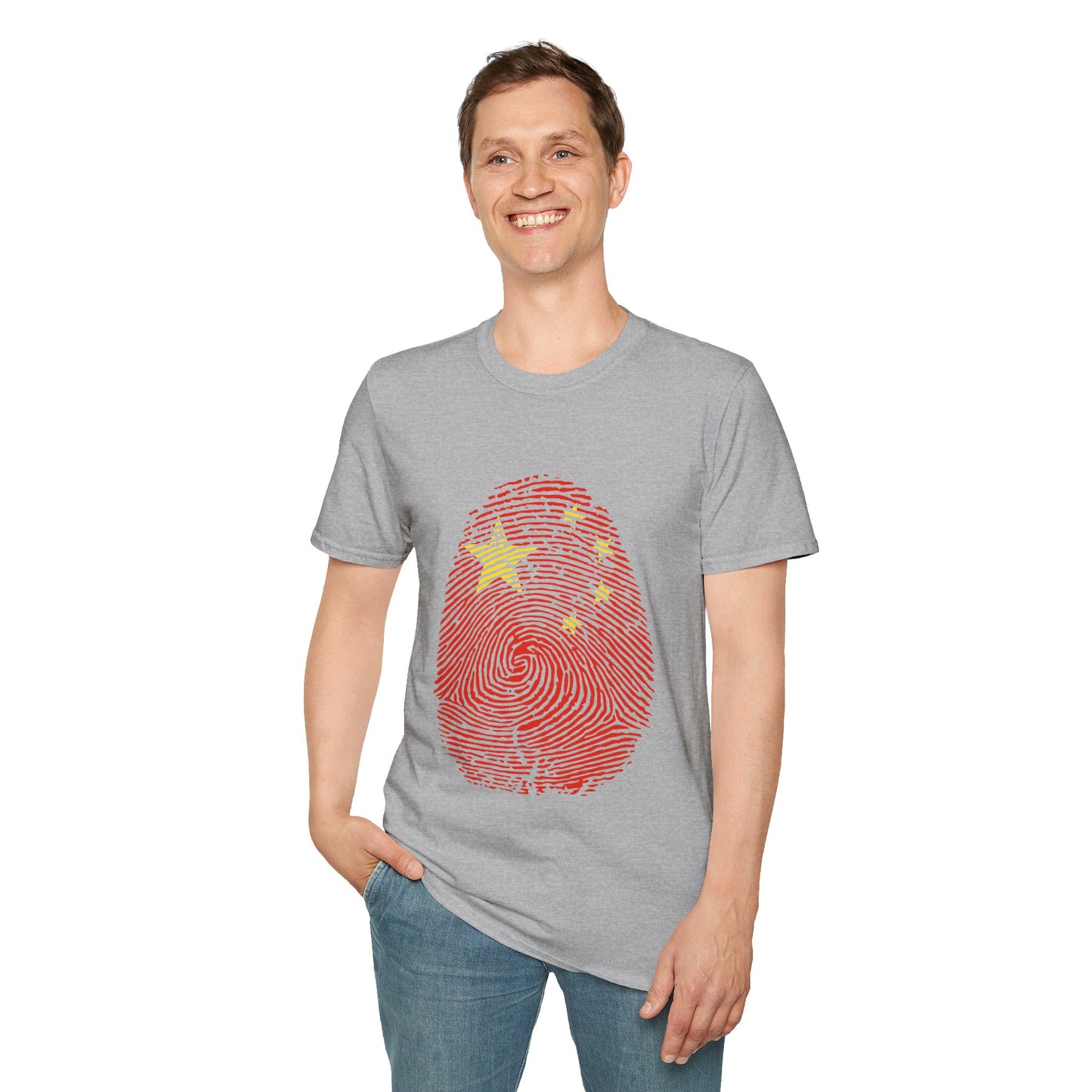 CHINA Fingerprint flag Soccer World Cup Fan T-Shirt (MEN)