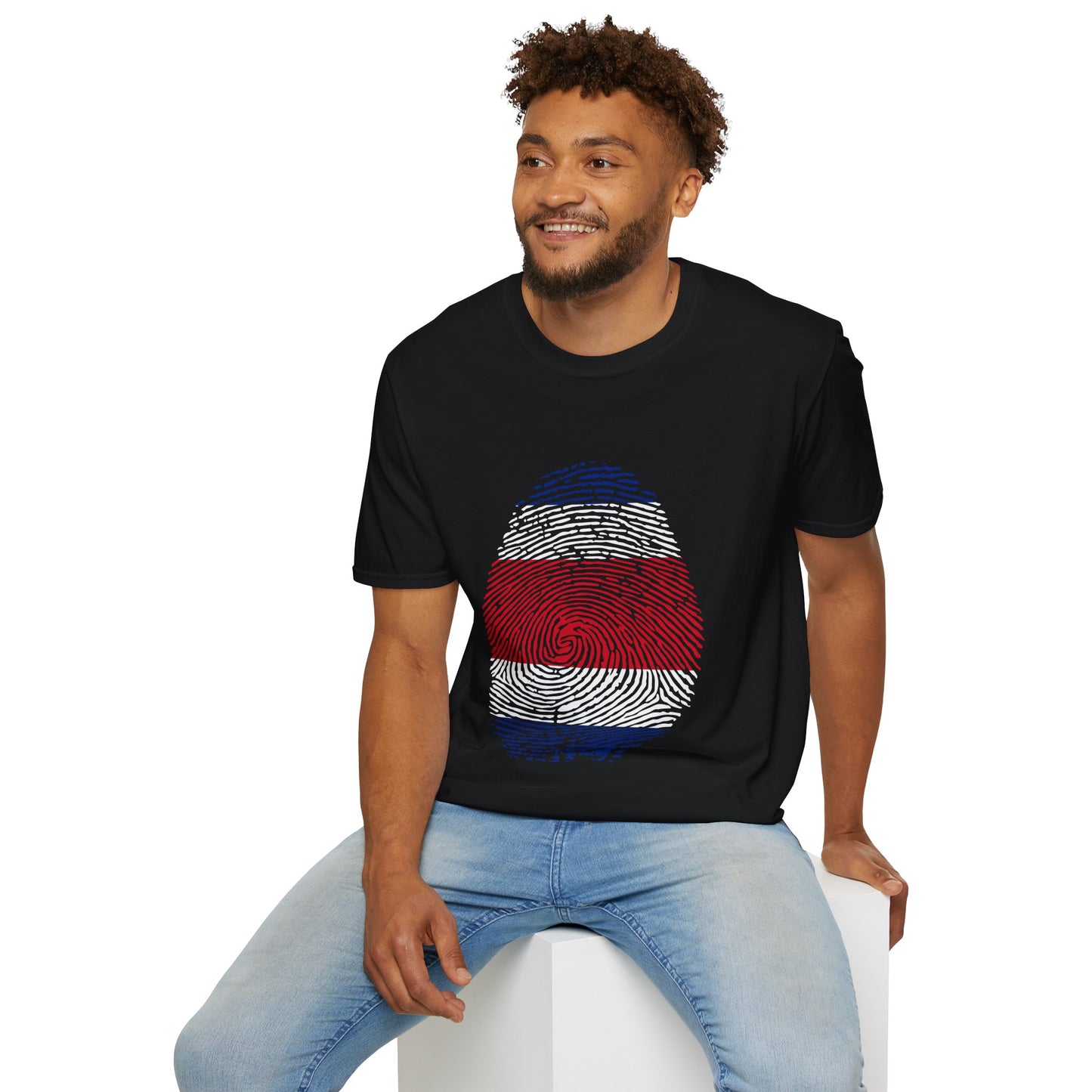 COSTA RICA Fingerprint flag Soccer World Cup Fan T-Shirt (MEN)