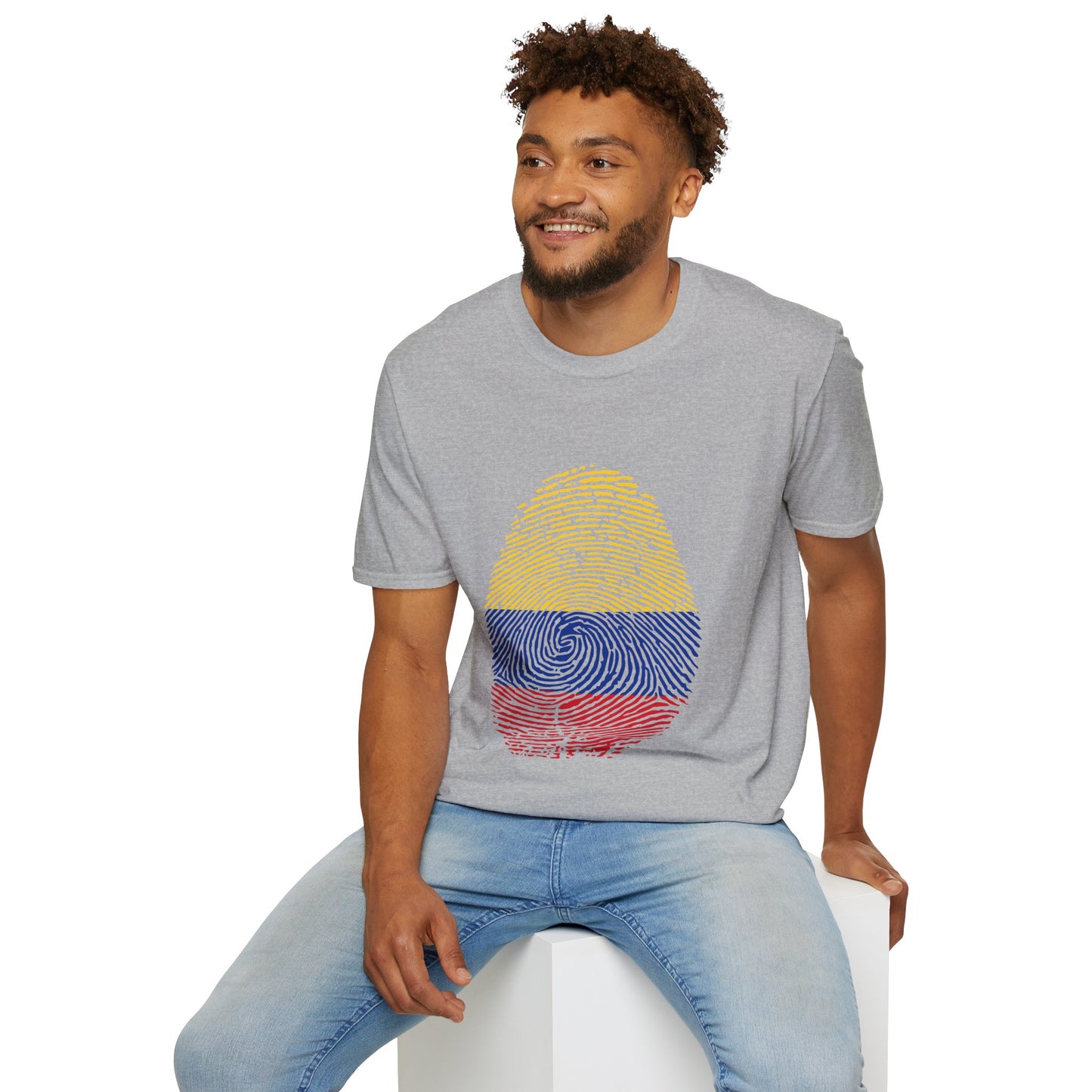 COLOMBIA Fingerprint flag Soccer World Cup Fan T-Shirt (MEN)