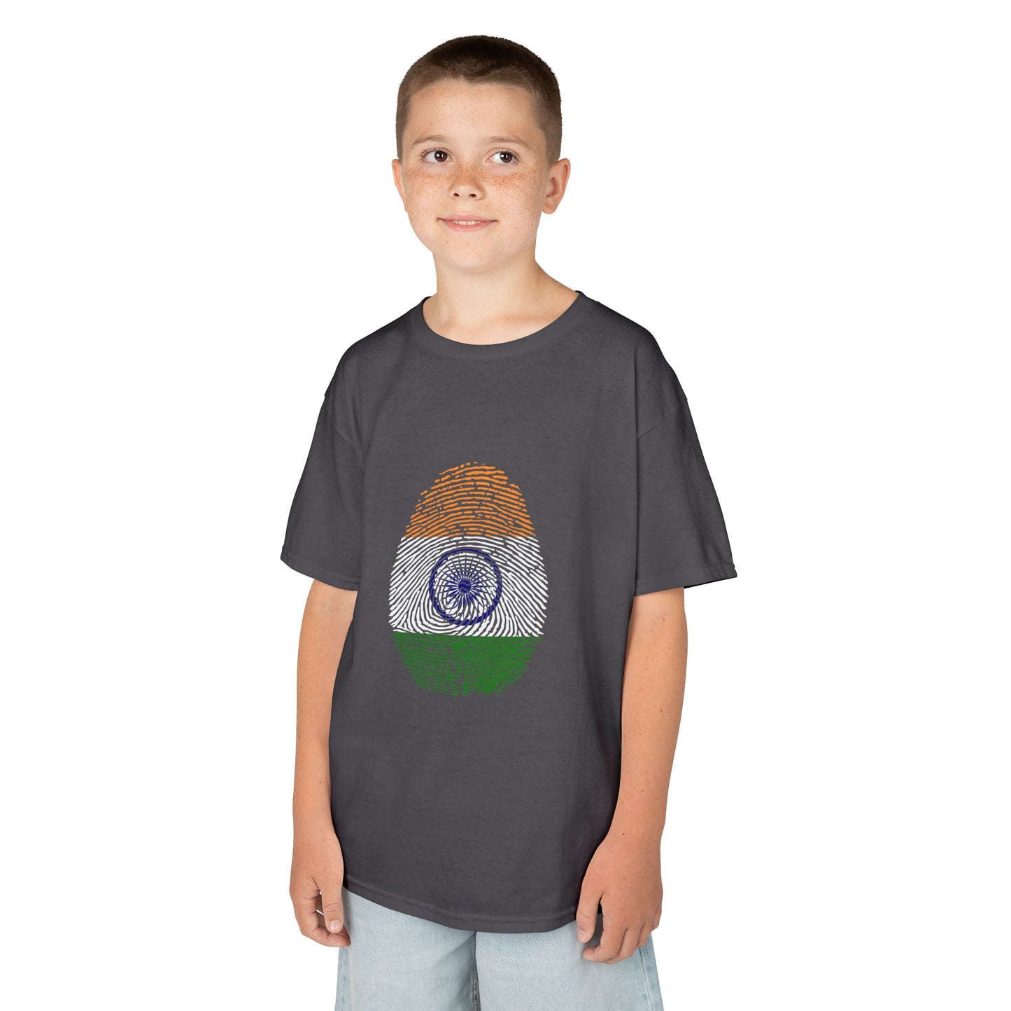 INDIA Fingerprint flag Soccer World Cup Fan T-Shirt (KIDS - UNISEX)