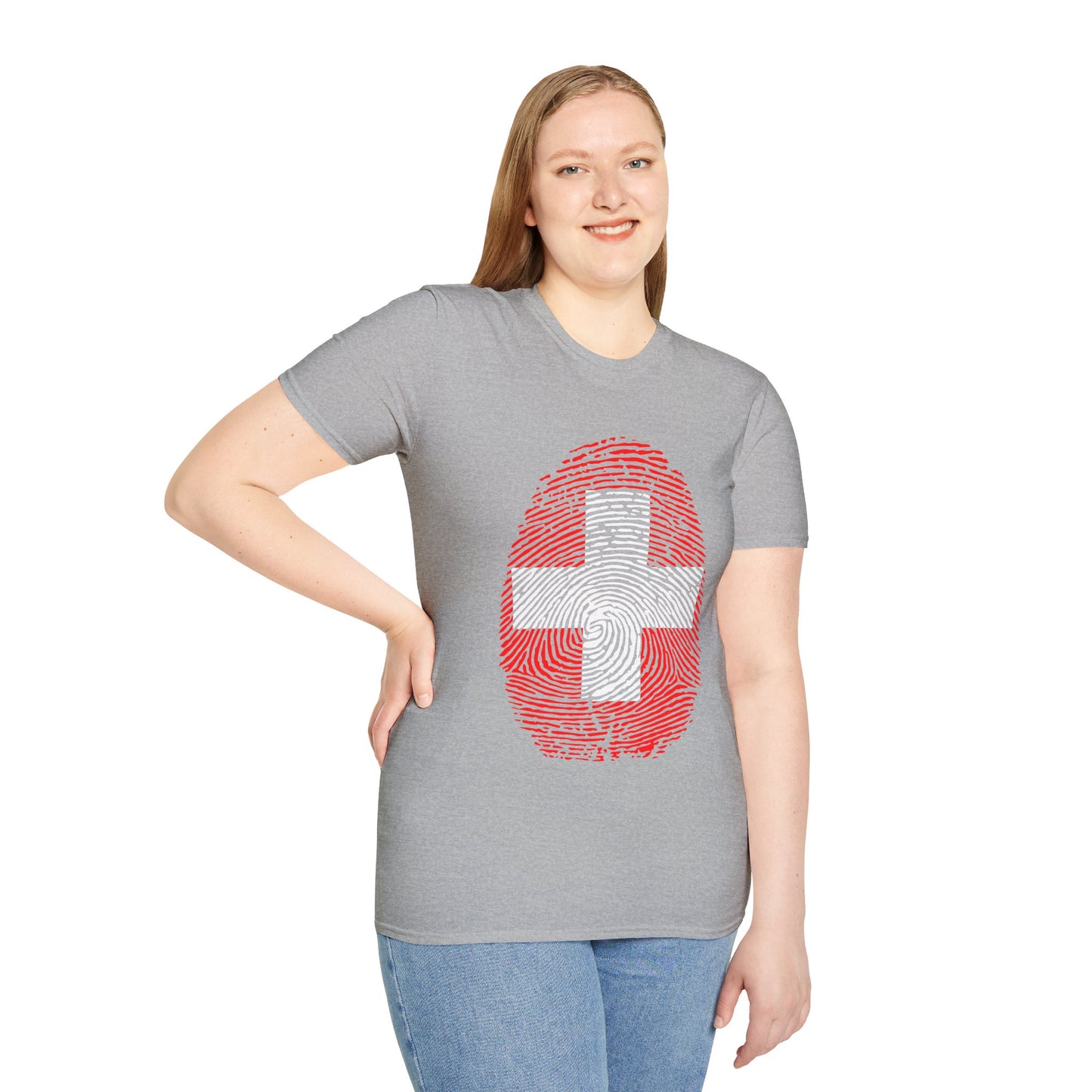 SWITZERLAND Fingerprint flag Soccer World Cup Fan T-Shirt (WOMEN)