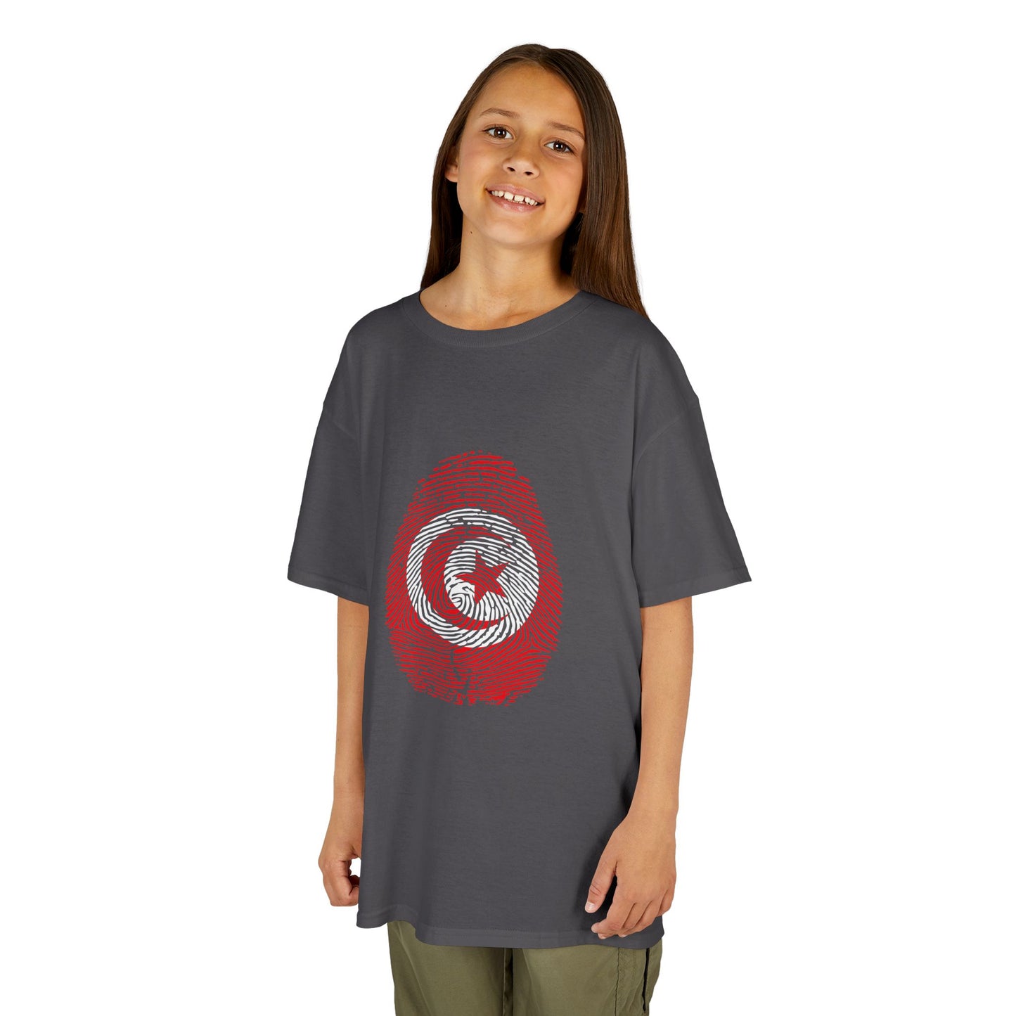 TUNISIA Fingerprint flag Soccer World Cup Fan T-Shirt (KIDS - UNISEX)