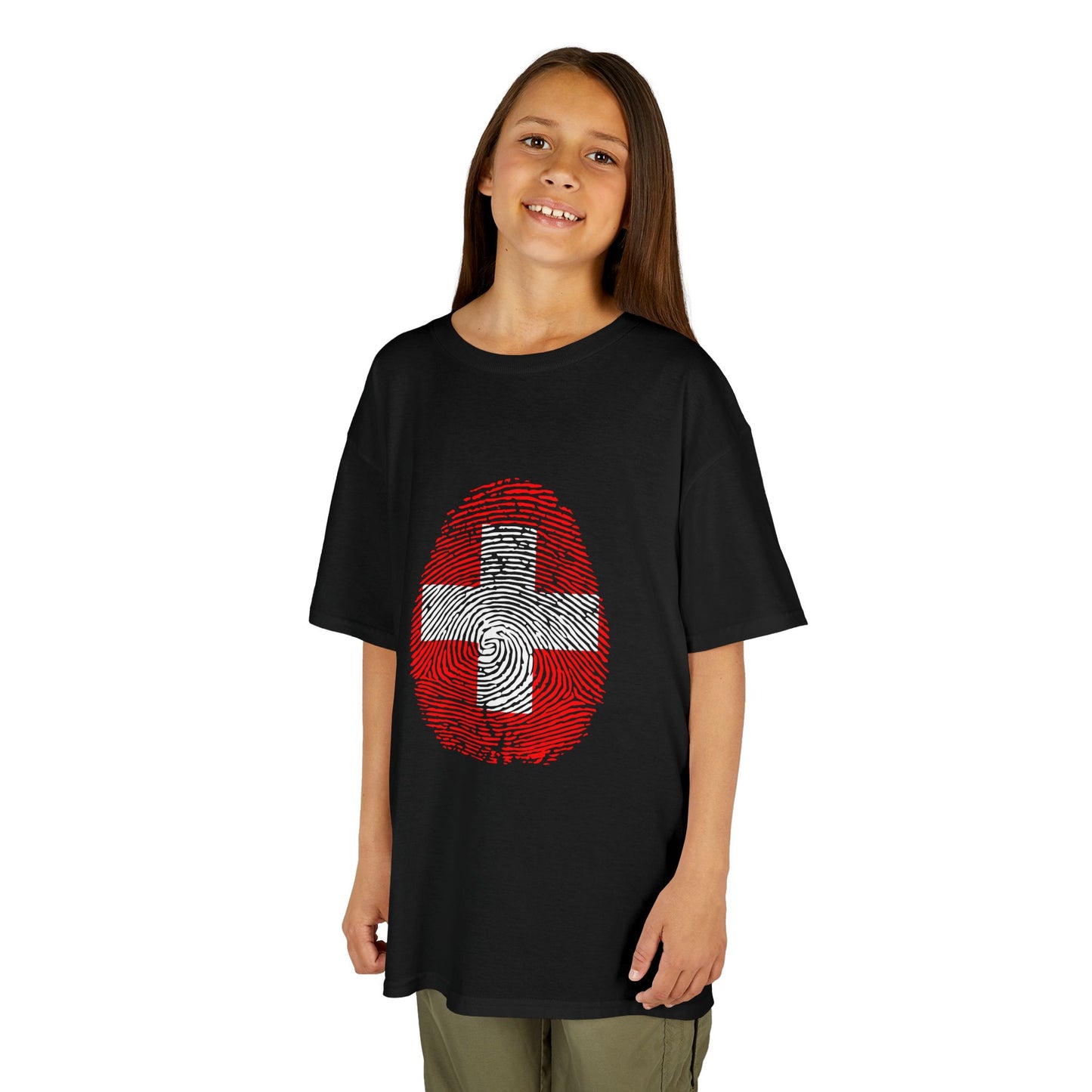 SWITZERLAND Fingerprint flag Soccer World Cup Fan T-Shirt (KIDS - UNISEX)