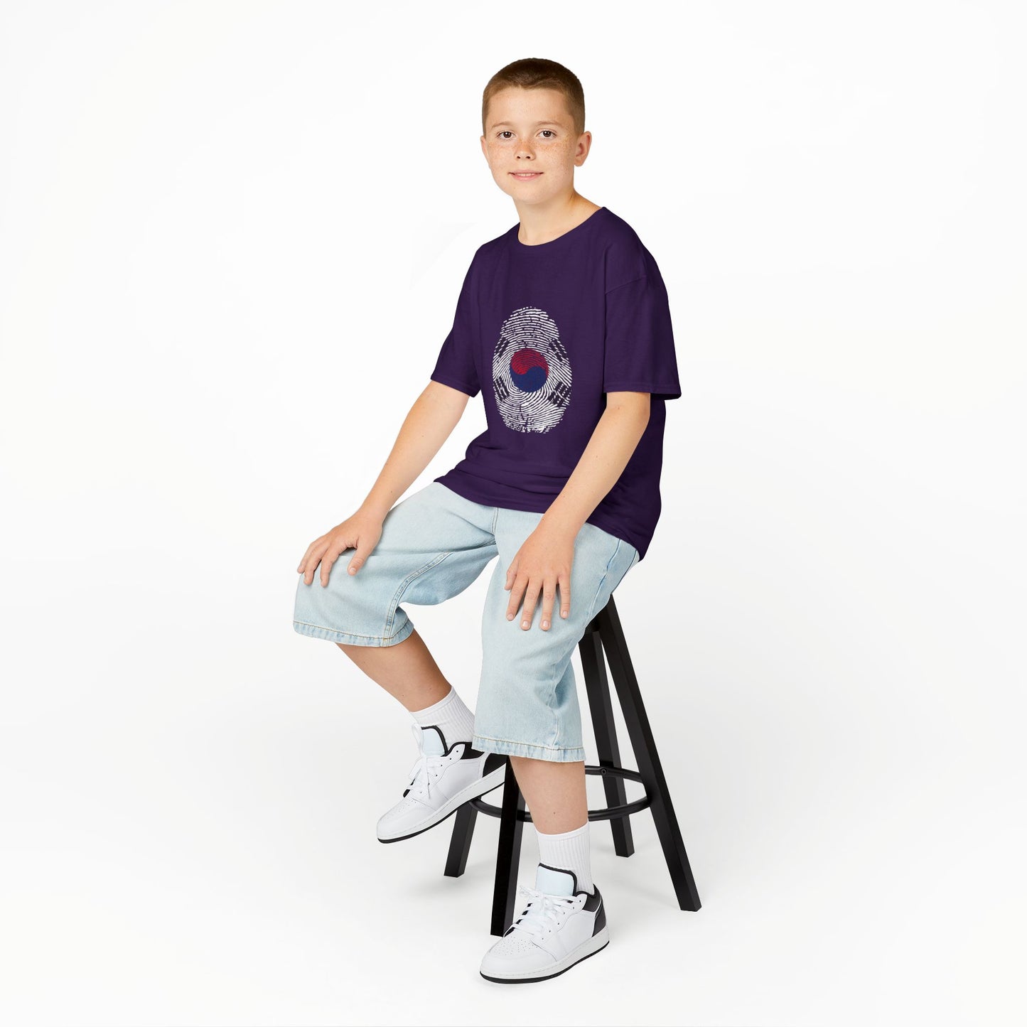 SOUTH KOREA Fingerprint flag Soccer World Cup Fan T-Shirt (KIDS - UNISEX)