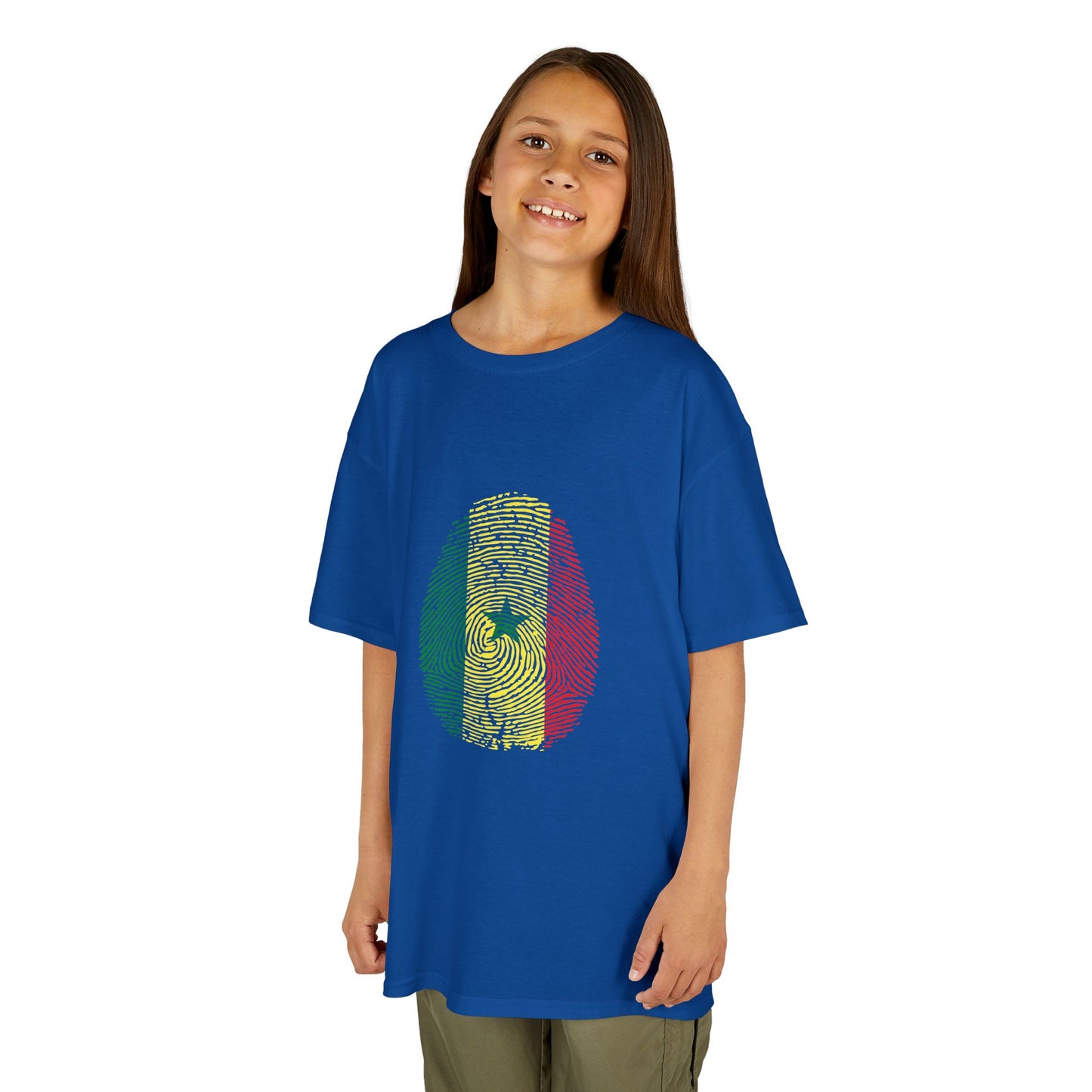 SENEGAL Fingerprint flag Soccer World Cup Fan T-Shirt (KIDS - UNISEX)