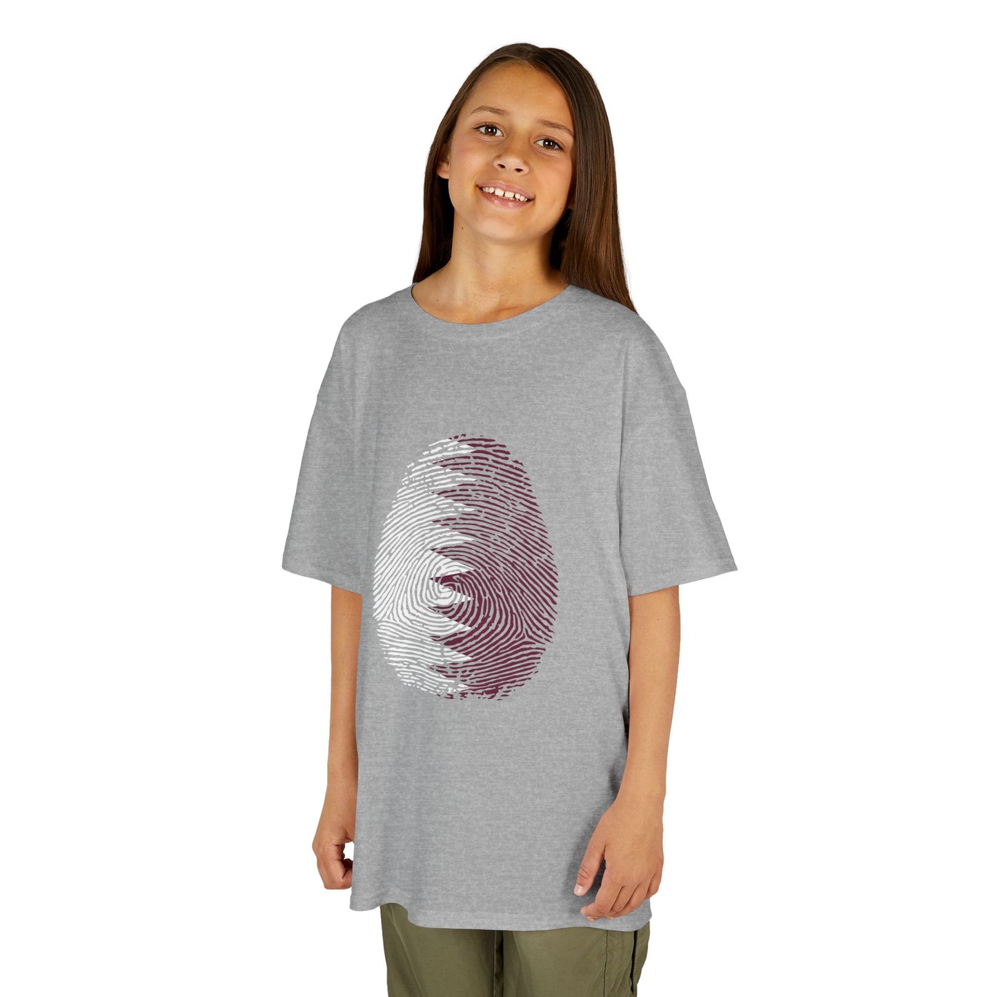QATAR Fingerprint flag Soccer World Cup Fan T-Shirt (KIDS - UNISEX)