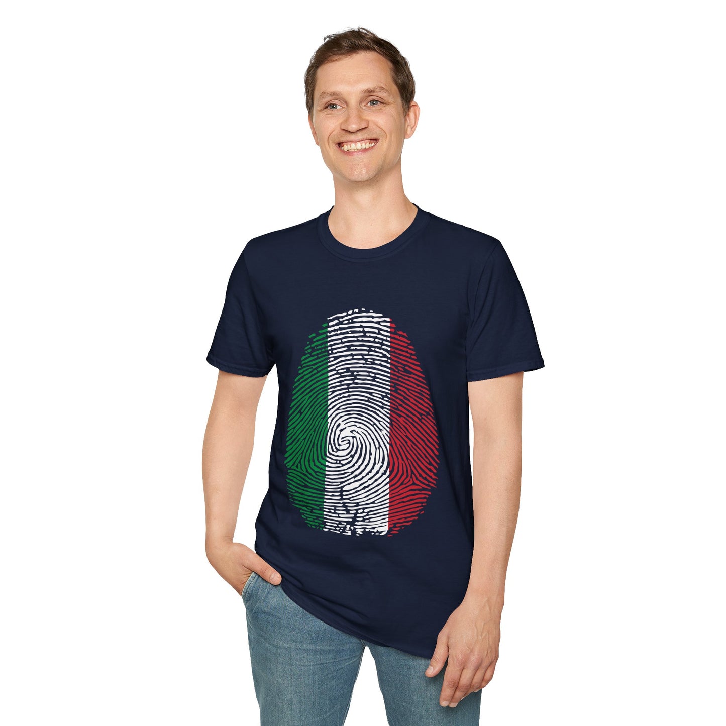 ITALY Fingerprint flag Soccer World Cup Fan T-Shirt (MEN)