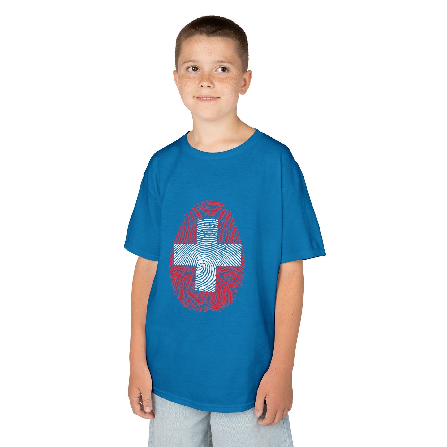 SWITZERLAND Fingerprint flag Soccer World Cup Fan T-Shirt (KIDS - UNISEX)