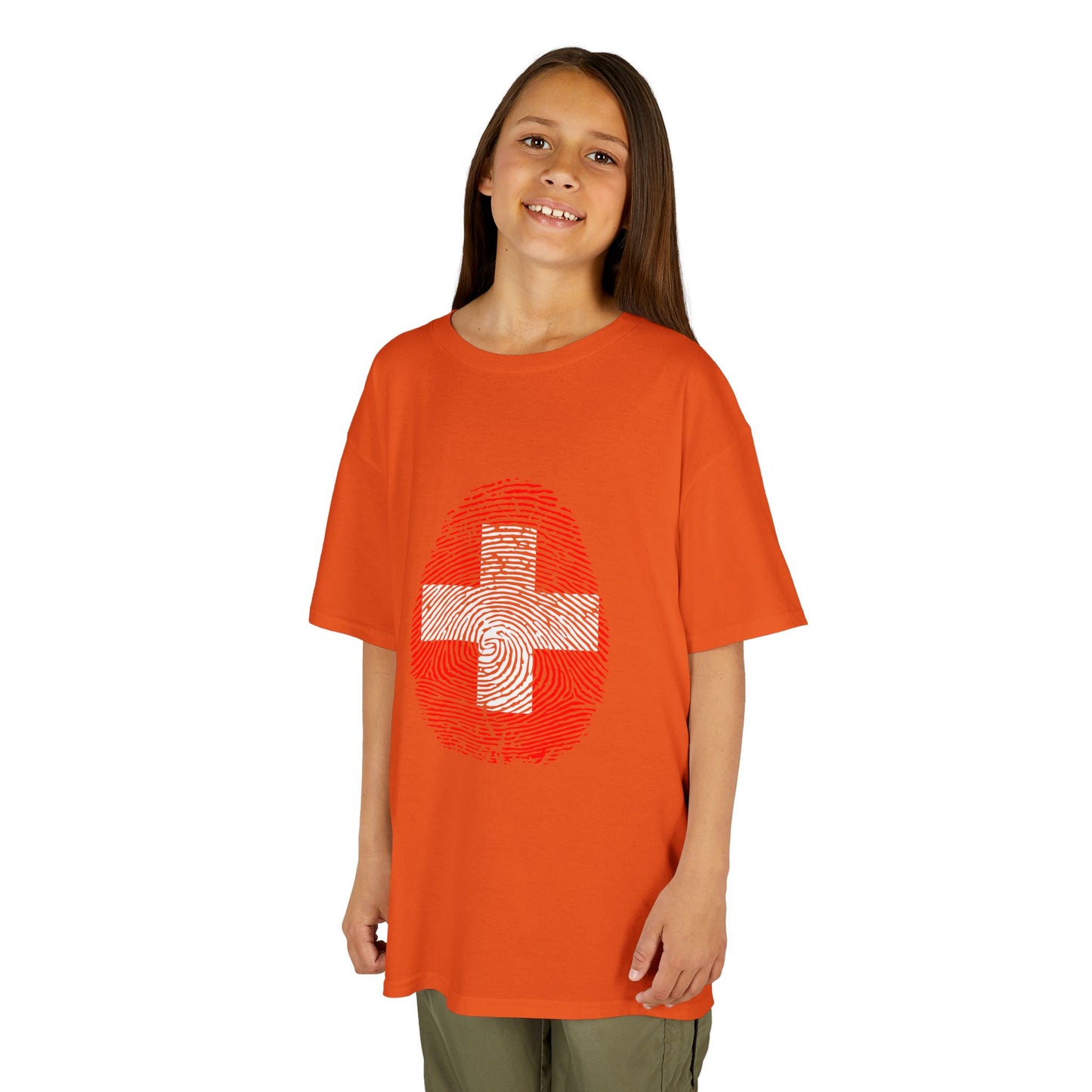 SWITZERLAND Fingerprint flag Soccer World Cup Fan T-Shirt (KIDS - UNISEX)
