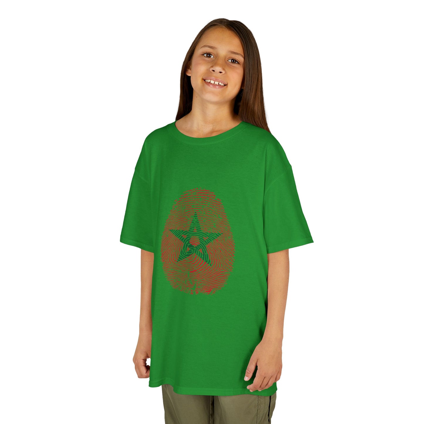 MOROCCO Fingerprint flag Soccer World Cup Fan T-Shirt (KIDS - UNISEX)