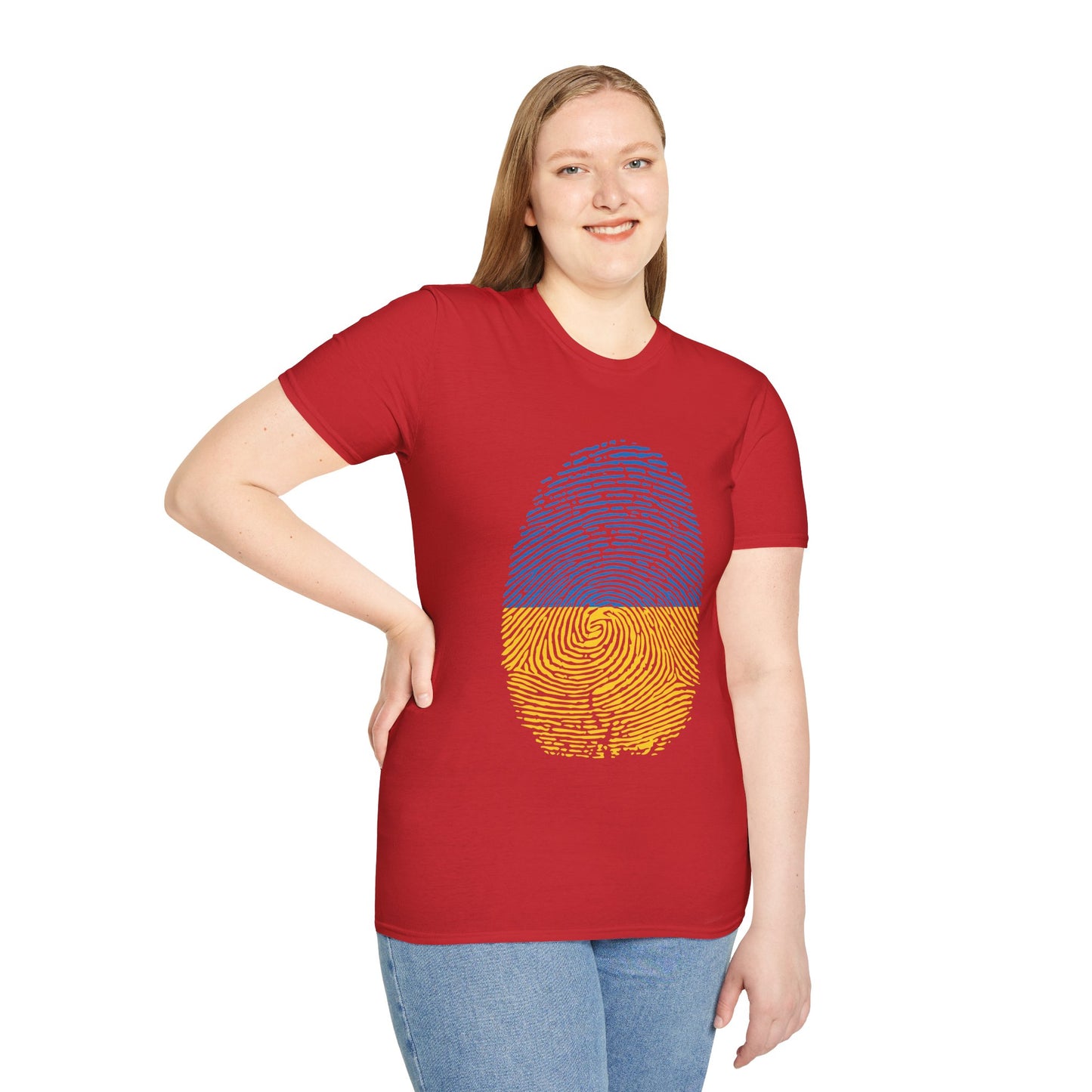 UKRAINE Fingerprint flag Soccer World Cup Fan T-Shirt (WOMEN)