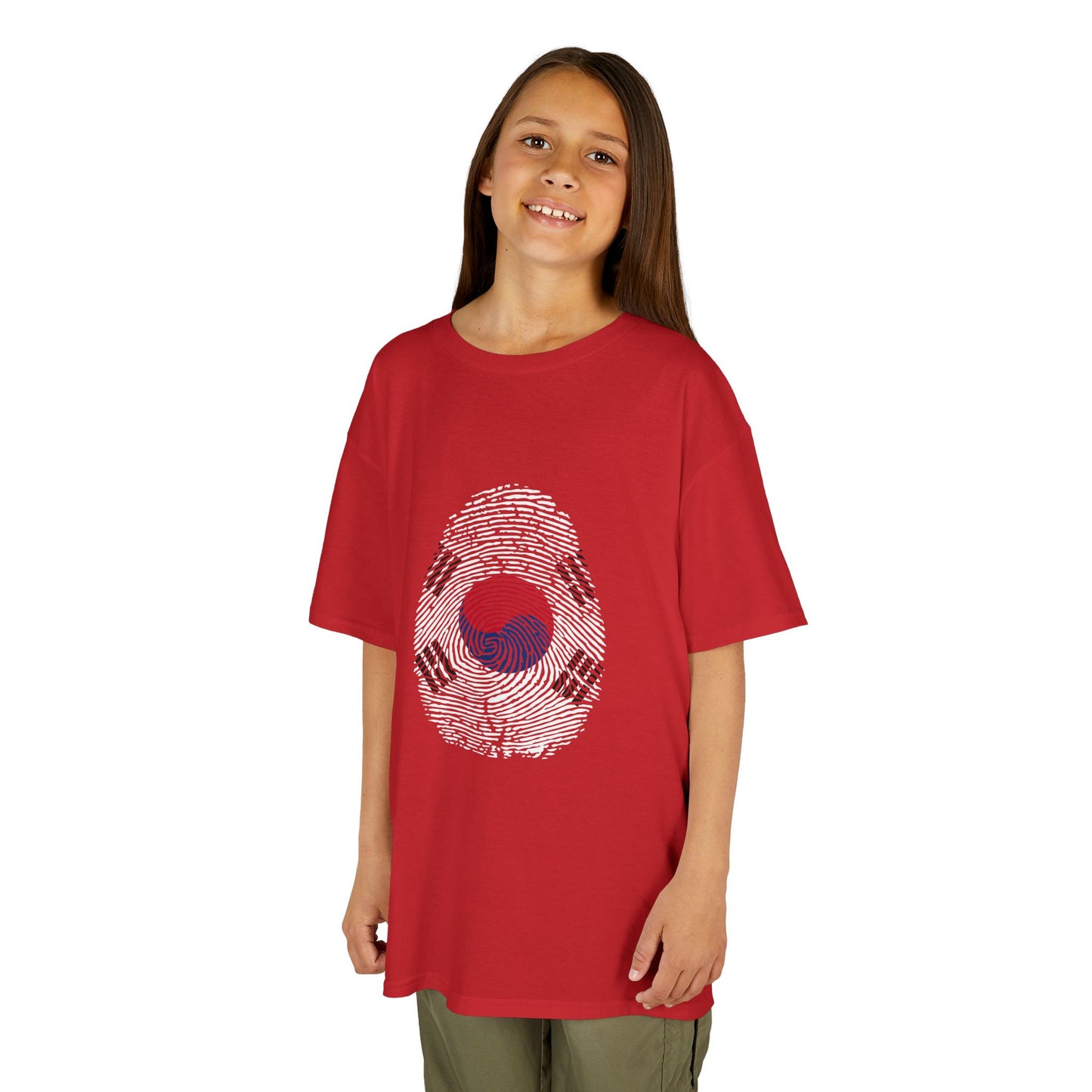 SOUTH KOREA Fingerprint flag Soccer World Cup Fan T-Shirt (KIDS - UNISEX)