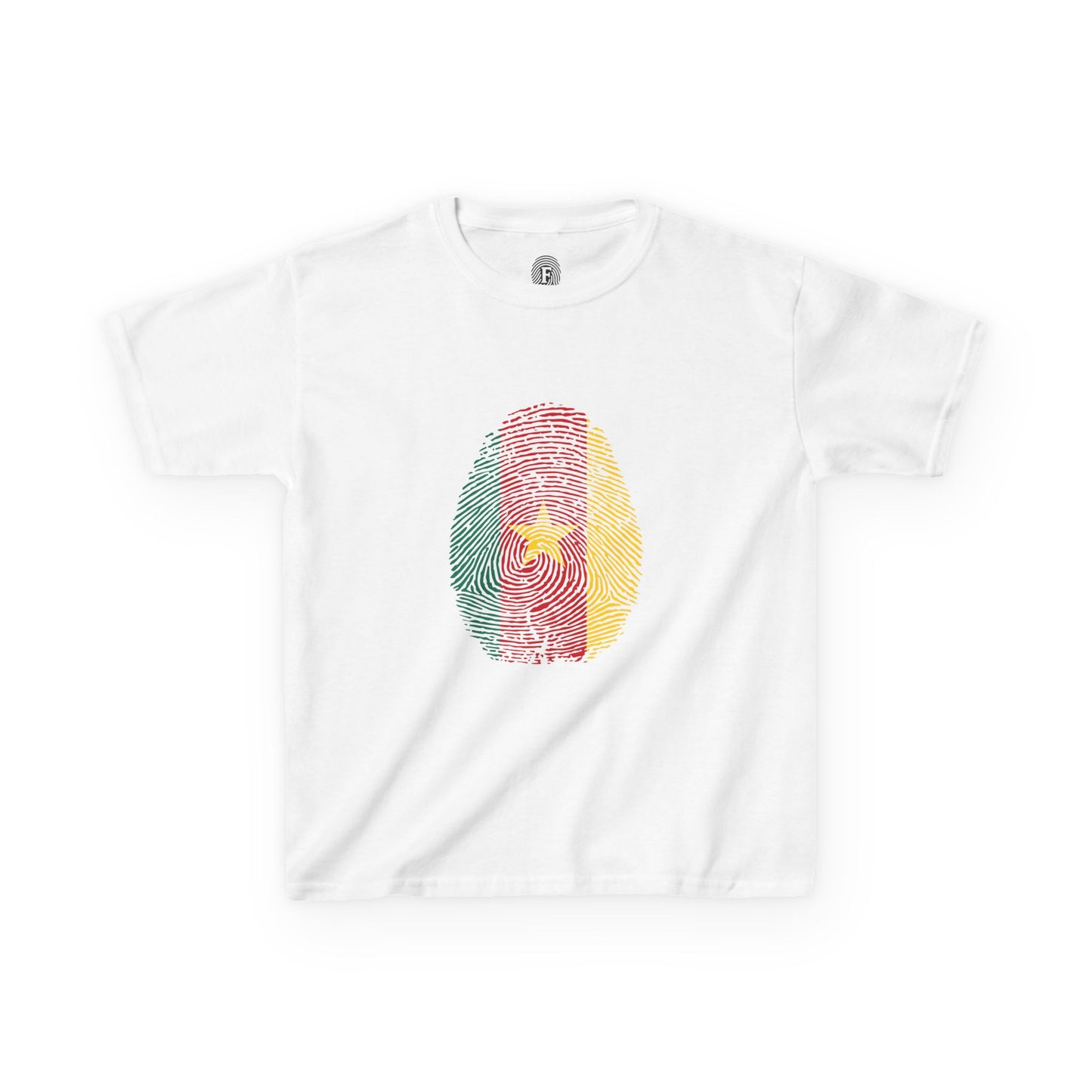 CAMEROON Fingerprint flag Soccer World Cup Fan T-Shirt (KIDS - UNISEX)