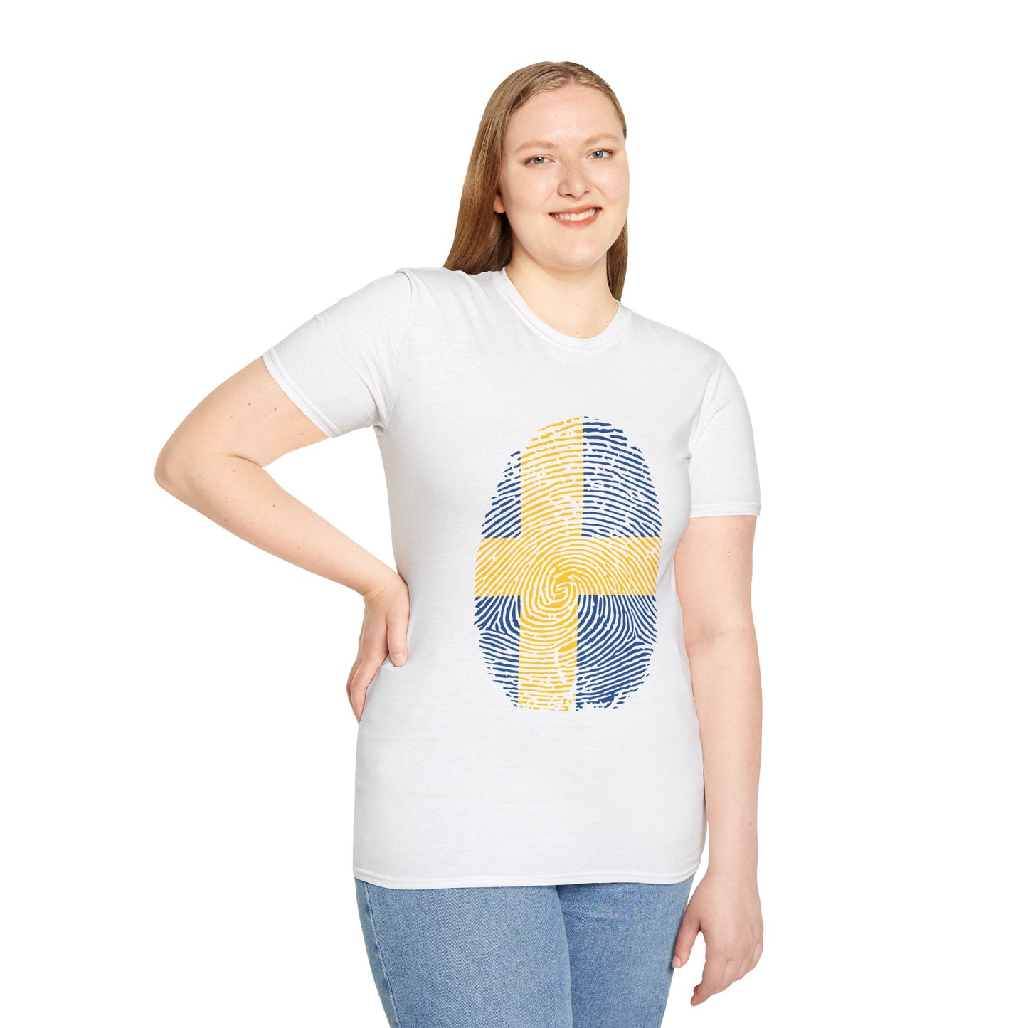 SWEDEN Fingerprint flag Soccer World Cup Fan T-Shirt (WOMEN)