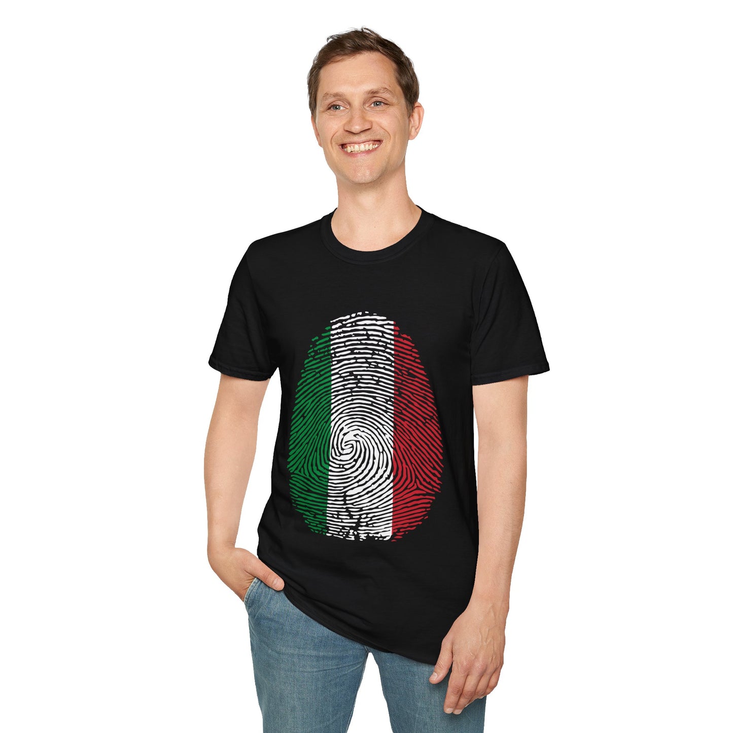 ITALY Fingerprint flag Soccer World Cup Fan T-Shirt (MEN)