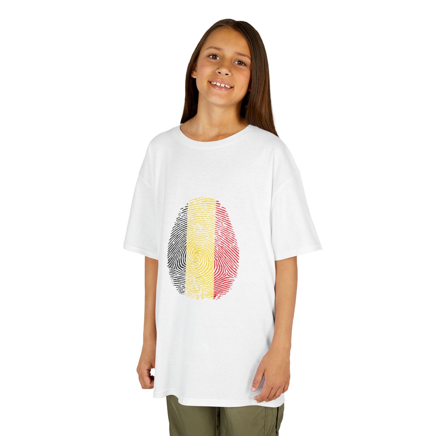 BELGIUM Fingerprint flag Soccer World Cup Fan T-Shirt (KIDS - UNISEX)