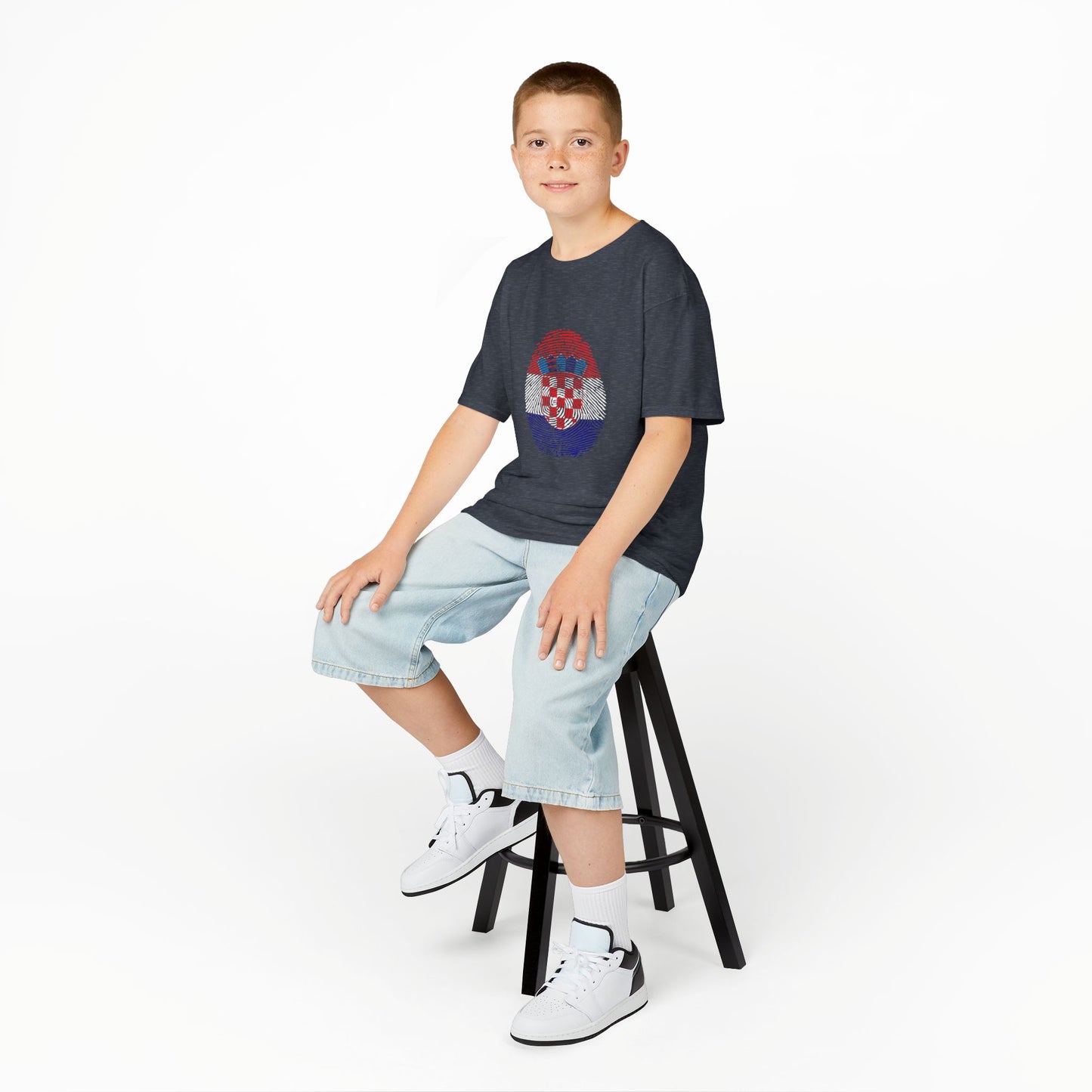 CROATIA Fingerprint flag Soccer World Cup Fan T-Shirt (KIDS - UNISEX)