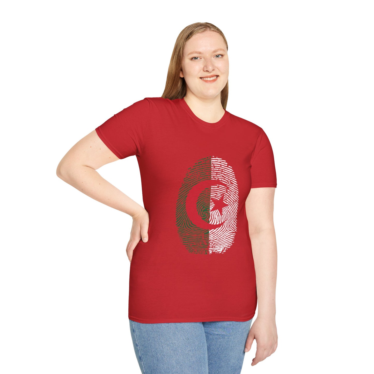 ALGERIA Fingerprint flag Soccer World Cup Fan T-Shirt (WOMEN)