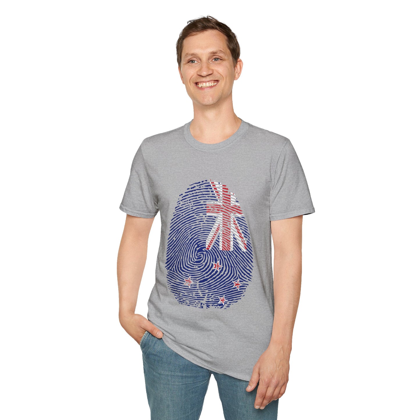 NEW ZEALAND Fingerprint flag Soccer World Cup Fan T-Shirt (MEN)
