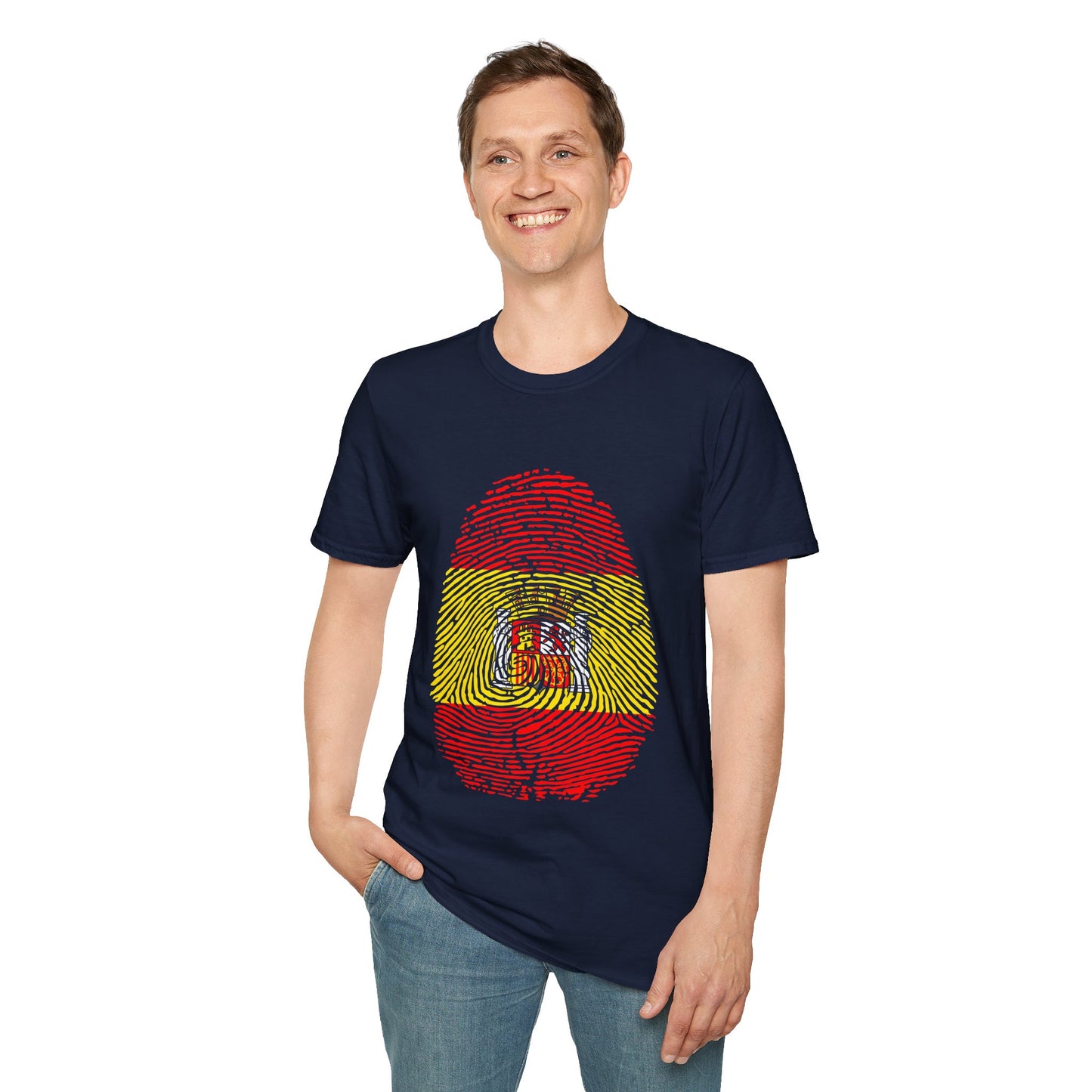 SPAIN Fingerprint flag Soccer World Cup Fan T-Shirt (MEN)