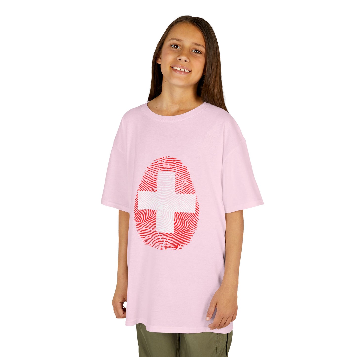 SWITZERLAND Fingerprint flag Soccer World Cup Fan T-Shirt (KIDS - UNISEX)
