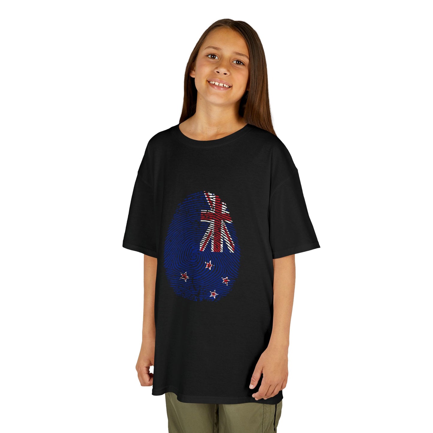 NEW ZEALAND Fingerprint flag Soccer World Cup Fan T-Shirt (KIDS - UNISEX)