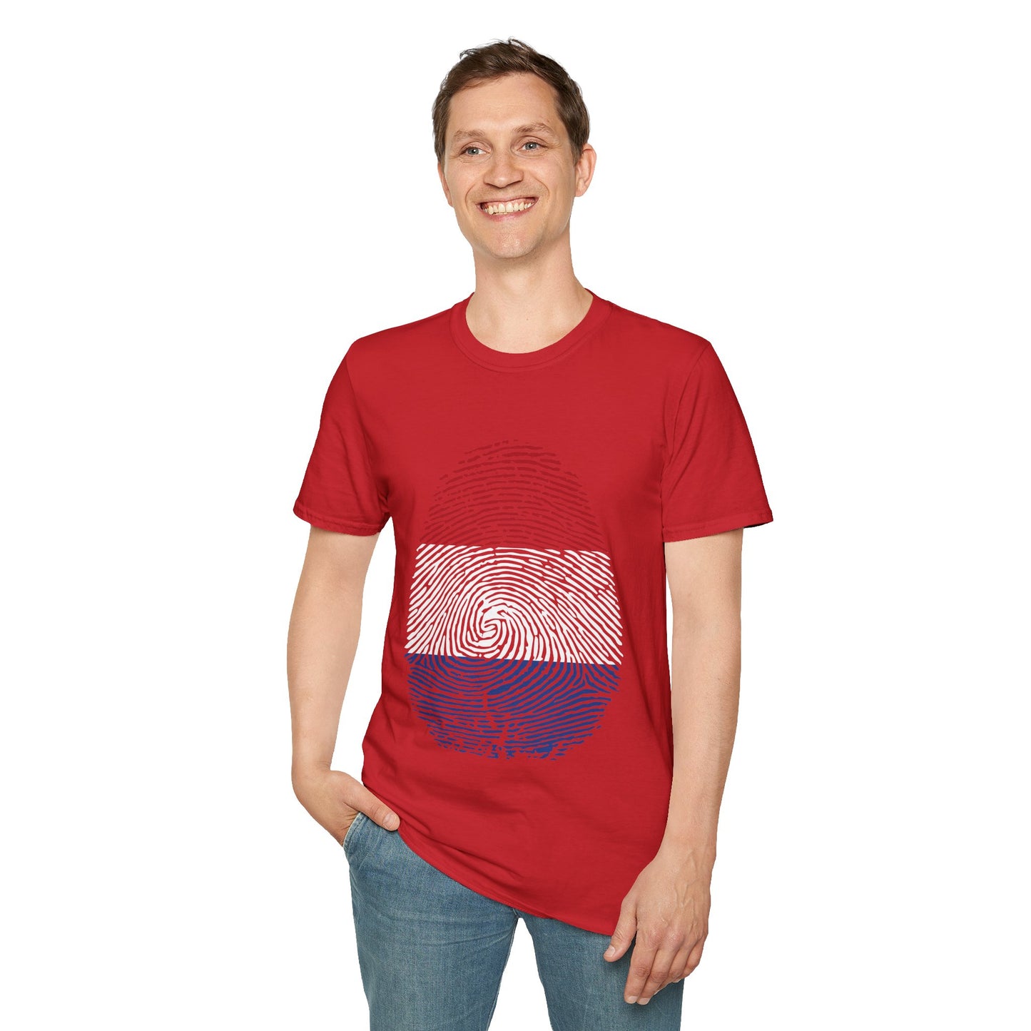 NETHERLAND Fingerprint flag Soccer World Cup Fan T-Shirt (MEN)
