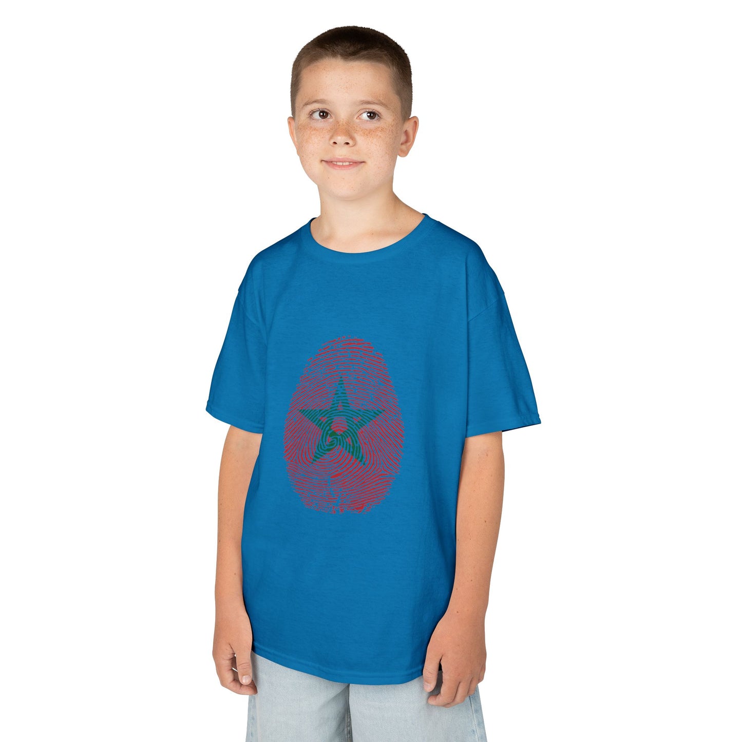 MOROCCO Fingerprint flag Soccer World Cup Fan T-Shirt (KIDS - UNISEX)