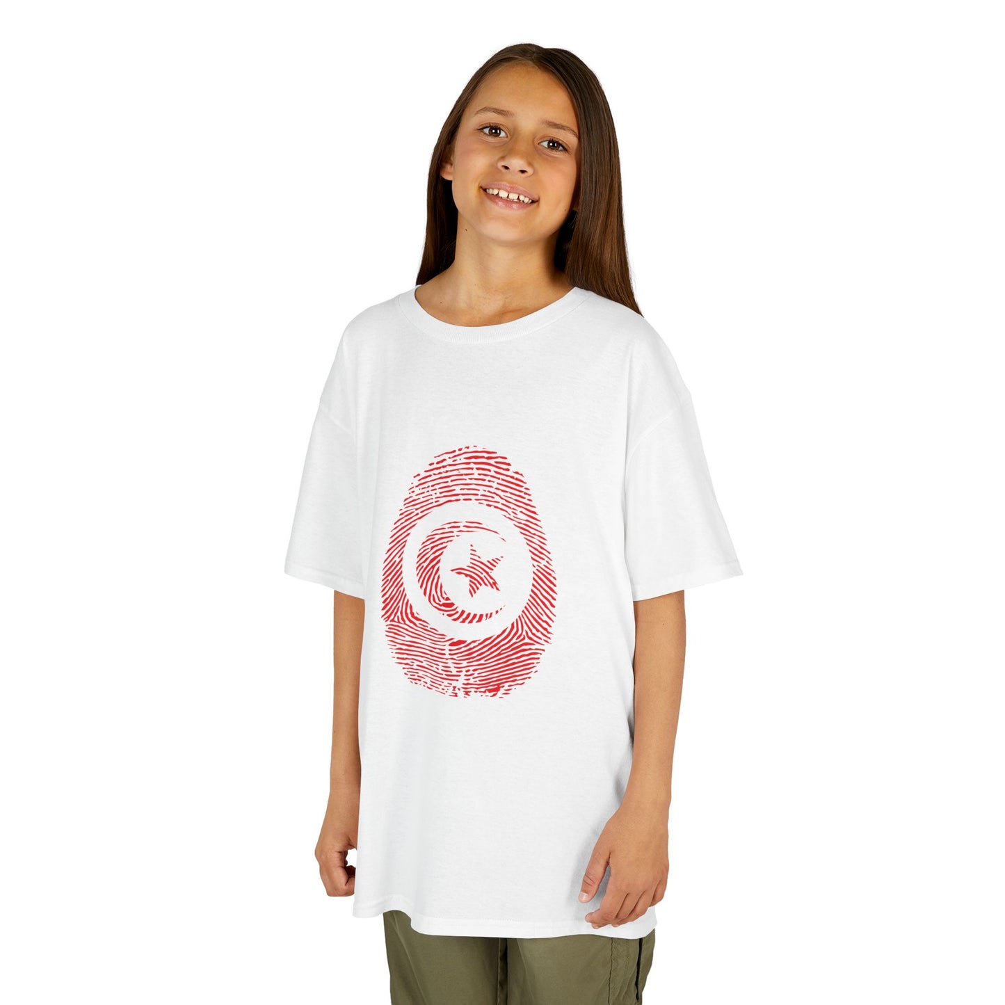 TUNISIA Fingerprint flag Soccer World Cup Fan T-Shirt (KIDS - UNISEX)