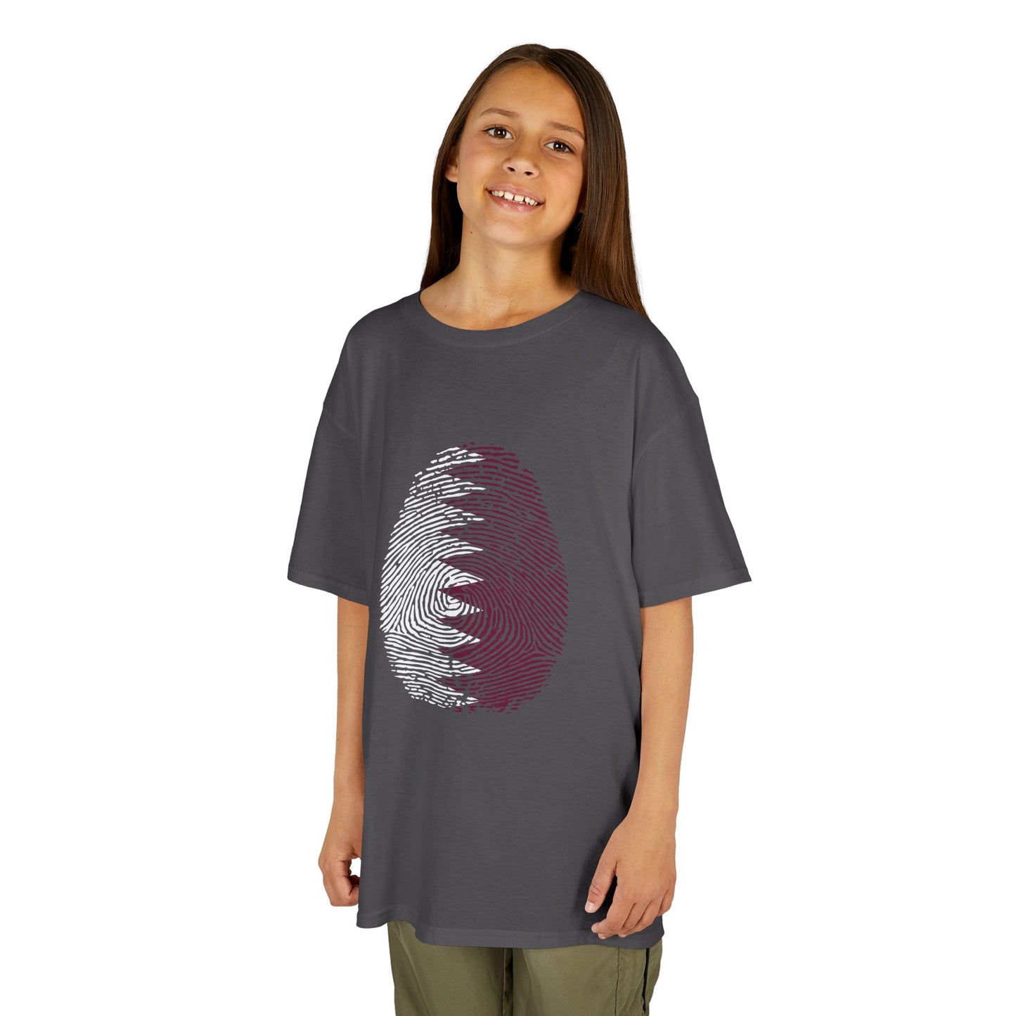QATAR Fingerprint flag Soccer World Cup Fan T-Shirt (KIDS - UNISEX)