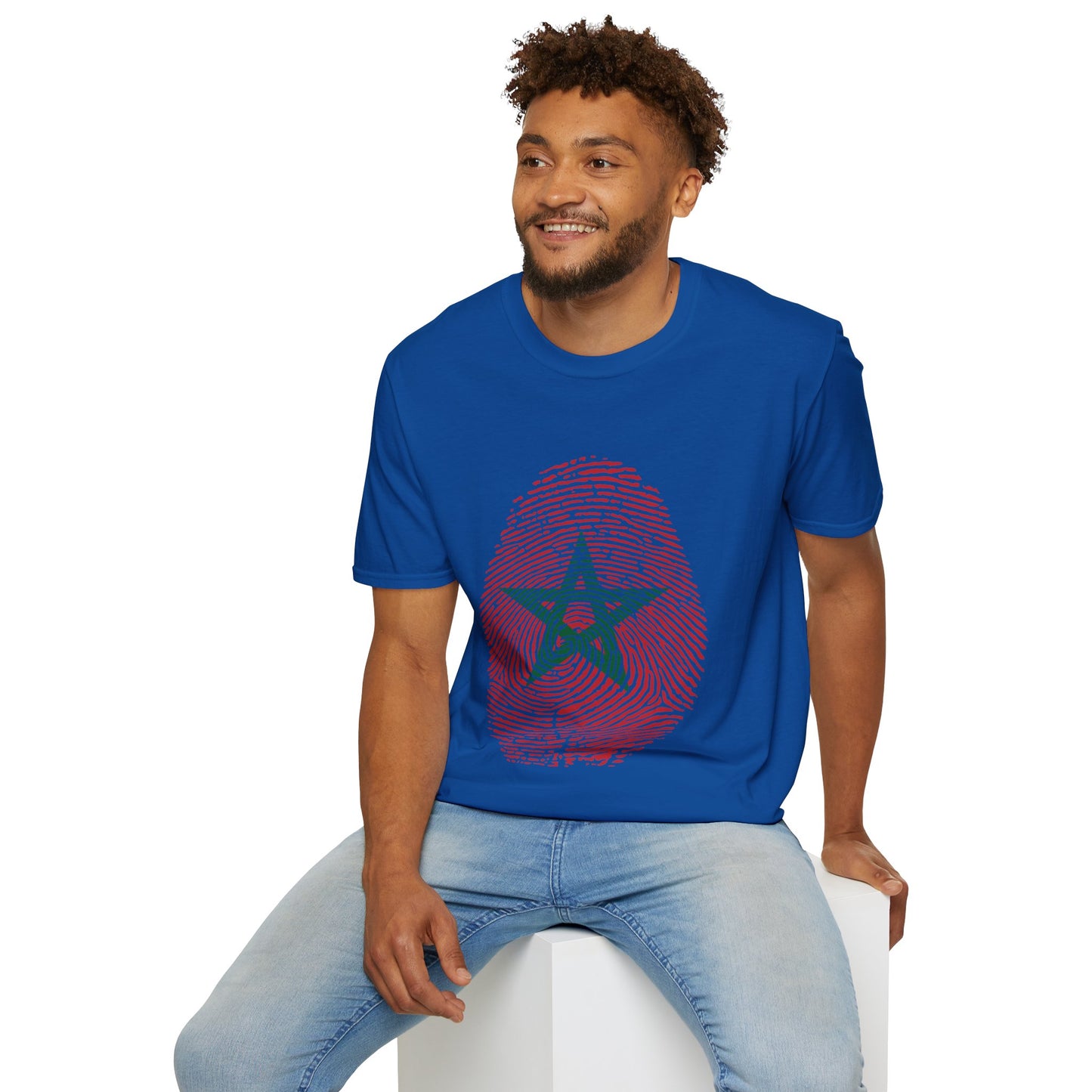 MOROCCO Fingerprint flag Soccer World Cup Fan T-Shirt (MEN)
