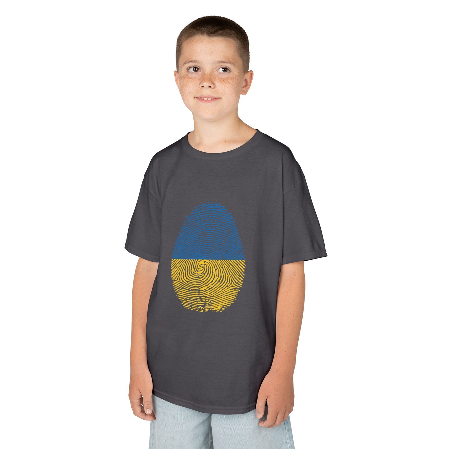 UKRAINE Fingerprint flag Soccer World Cup Fan T-Shirt (KIDS - UNISEX)