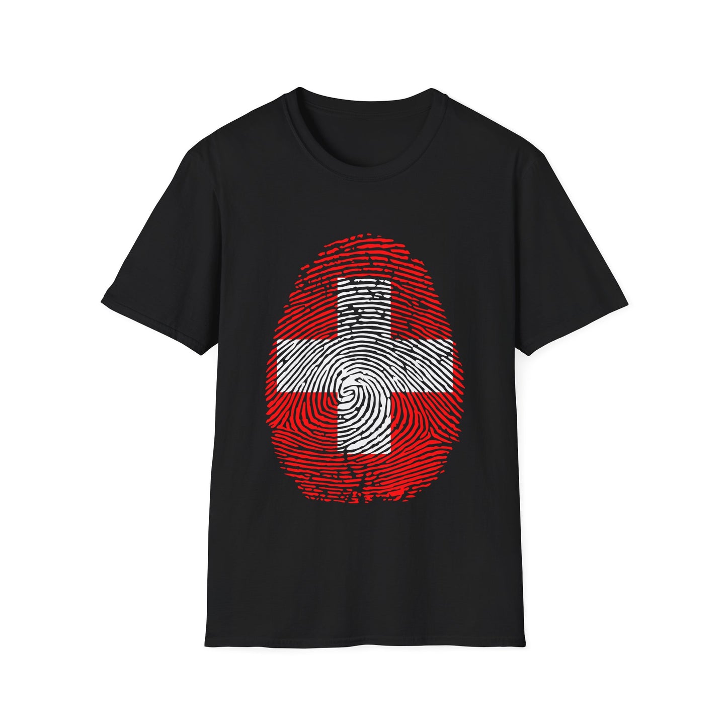 SWITZERLAND Fingerprint flag Soccer World Cup Fan T-Shirt (MEN)