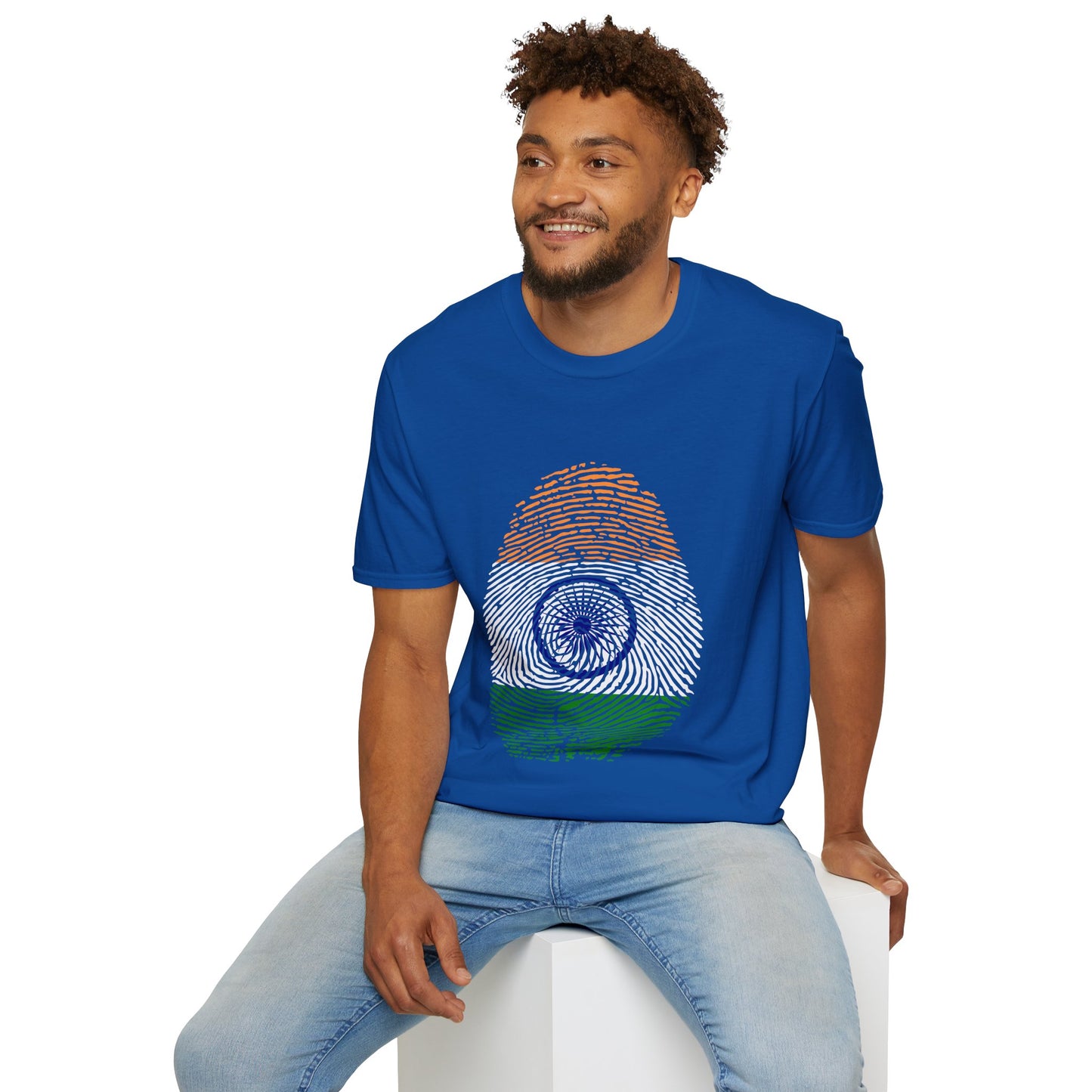 INDIA Fingerprint flag Soccer World Cup Fan T-Shirt (MEN)