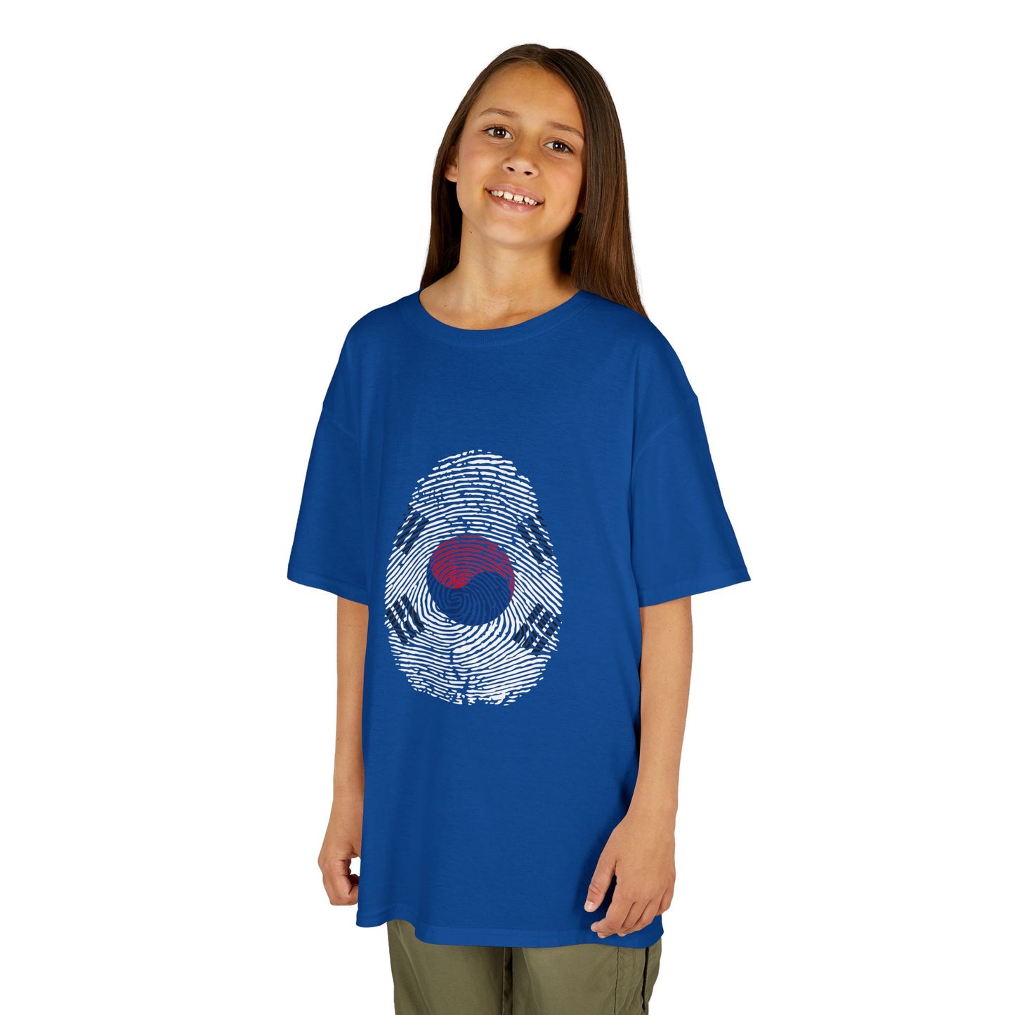 SOUTH KOREA Fingerprint flag Soccer World Cup Fan T-Shirt (KIDS - UNISEX)