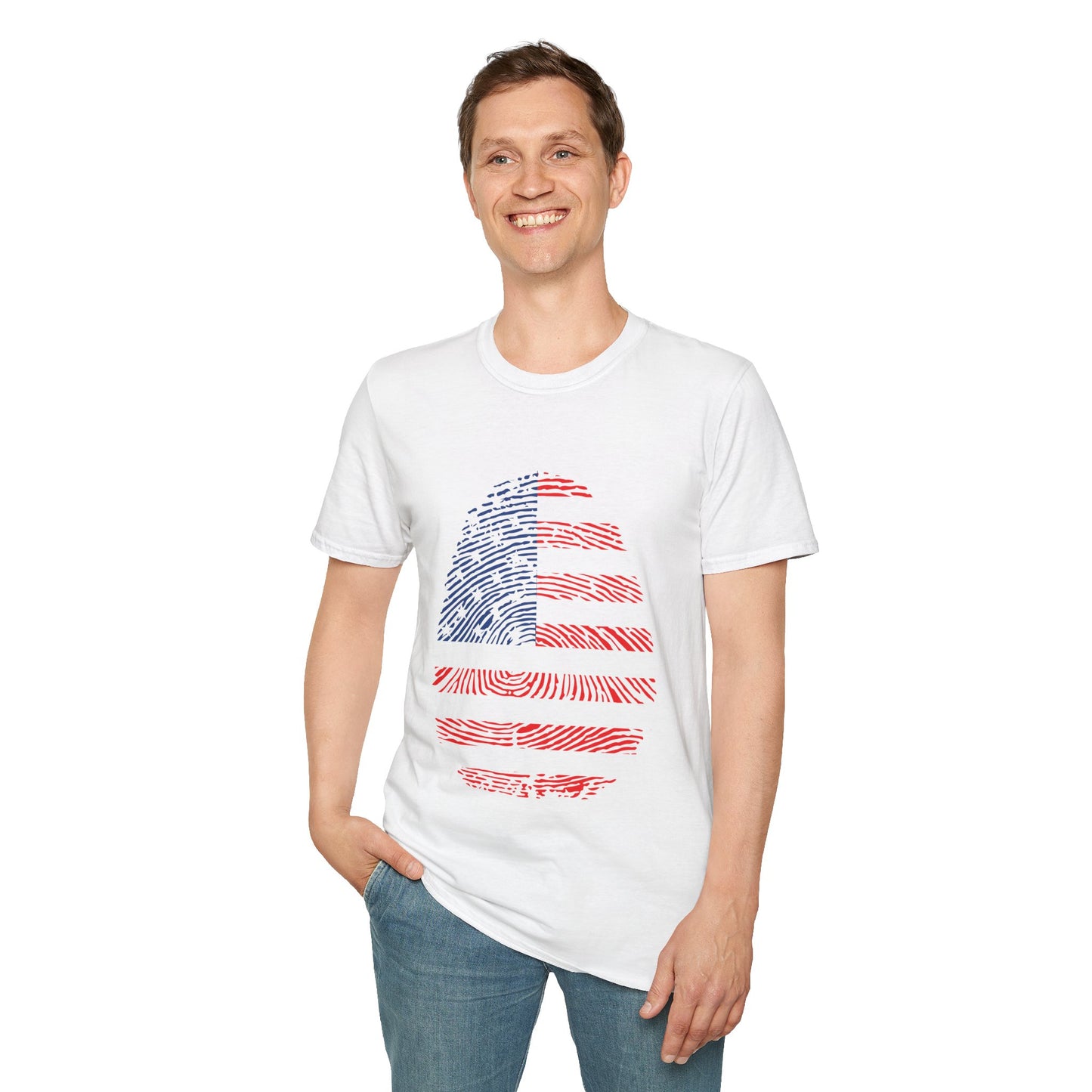 USA Fingerprint flag Soccer World Cup Fan T-Shirt (MEN)