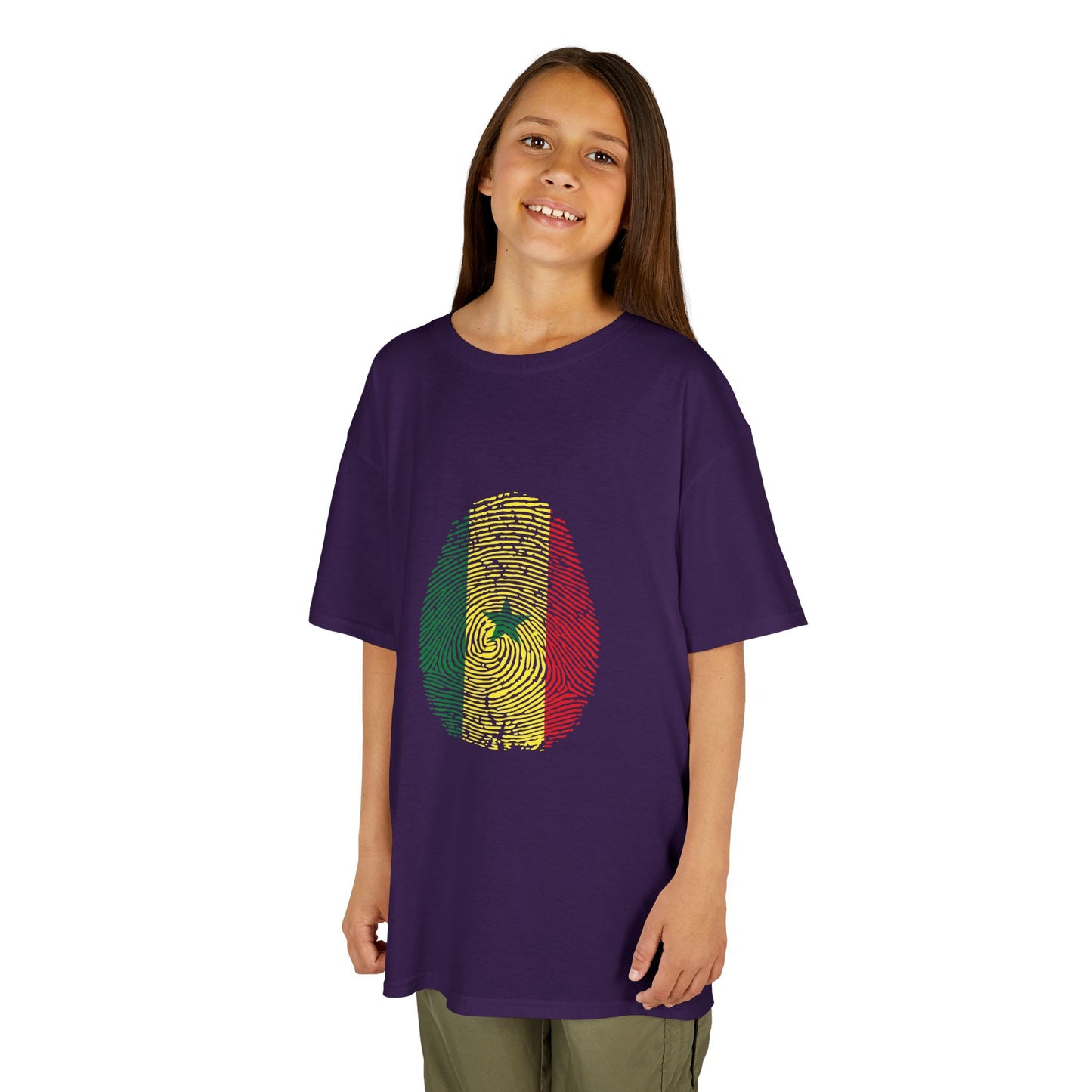 SENEGAL Fingerprint flag Soccer World Cup Fan T-Shirt (KIDS - UNISEX)