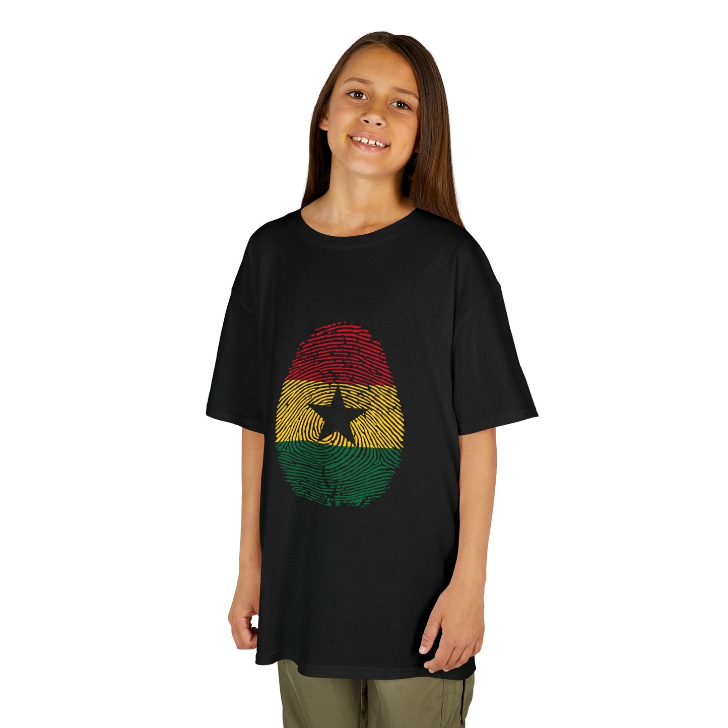 GHANA Fingerprint flag Soccer World Cup Fan T-Shirt (KIDS - UNISEX)
