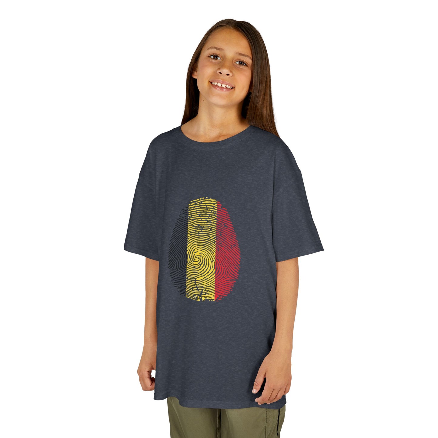 BELGIUM Fingerprint flag Soccer World Cup Fan T-Shirt (KIDS - UNISEX)