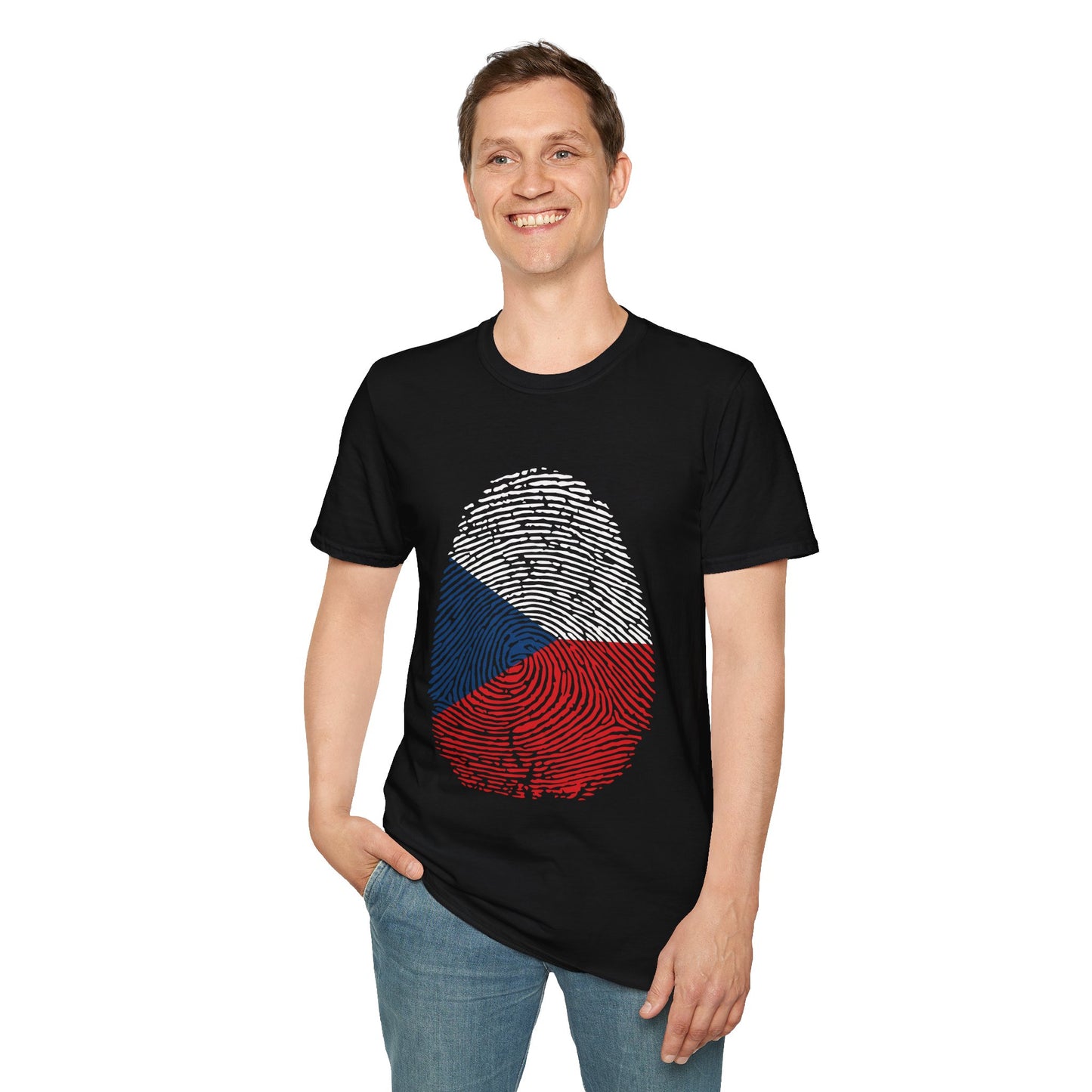 CZECHIA Fingerprint flag Soccer World Cup Fan T-Shirt (MEN)