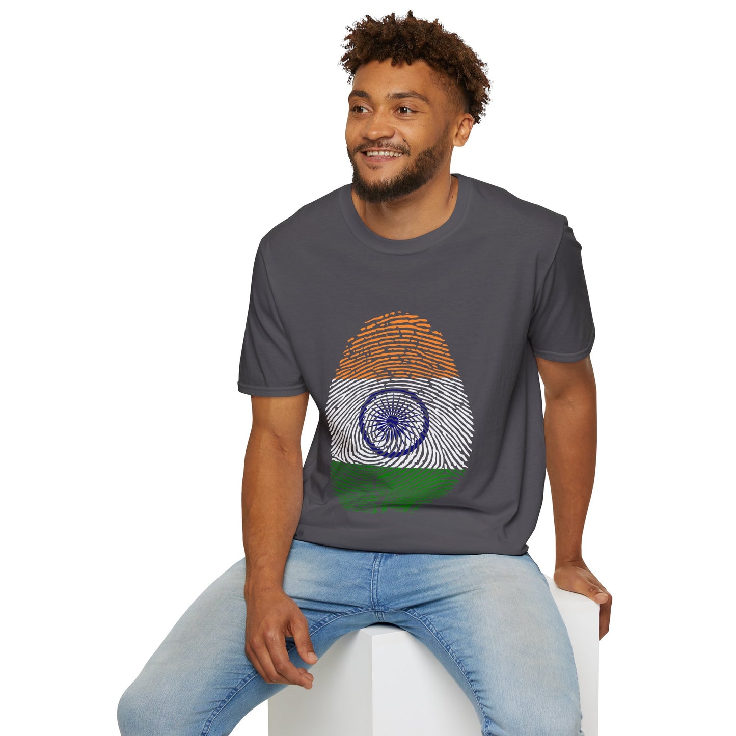 INDIA Fingerprint flag Soccer World Cup Fan T-Shirt (MEN)
