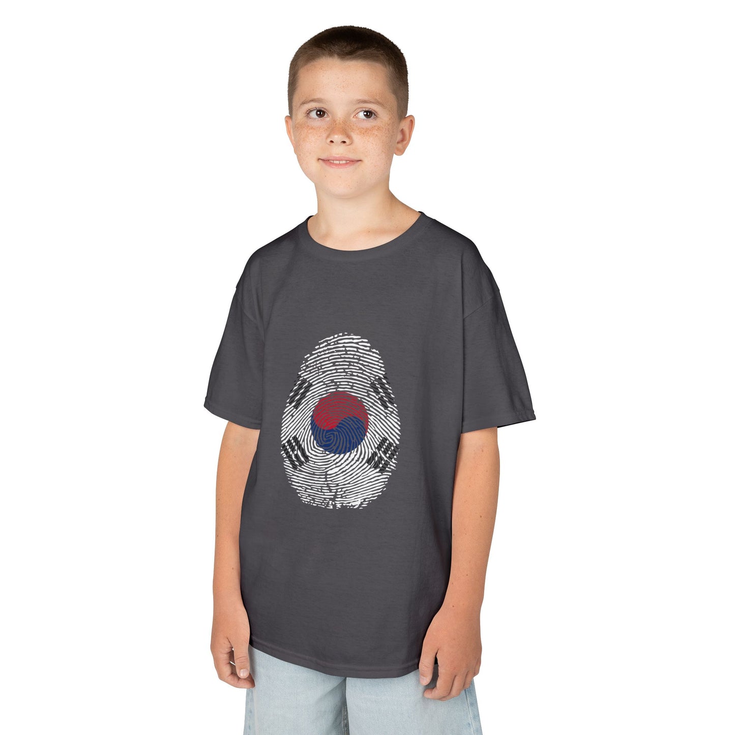 SOUTH KOREA Fingerprint flag Soccer World Cup Fan T-Shirt (KIDS - UNISEX)