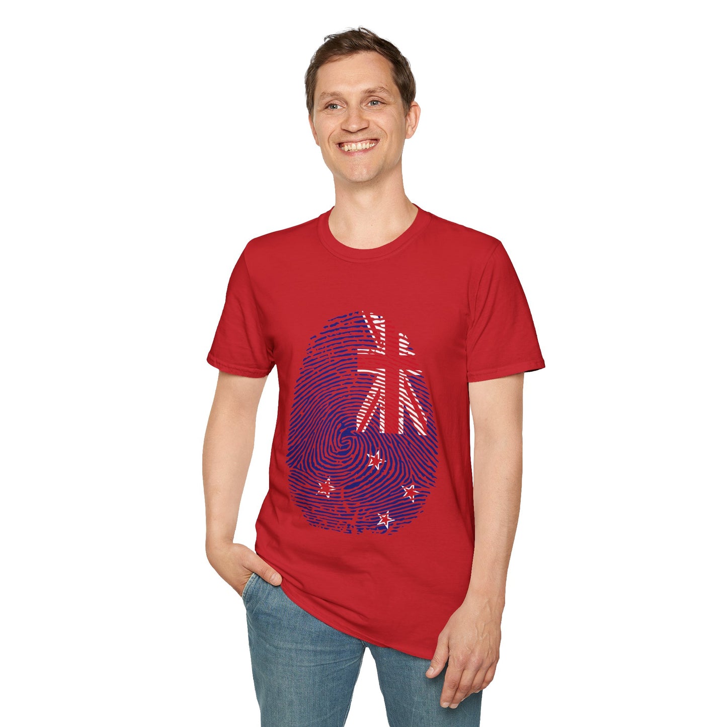 NEW ZEALAND Fingerprint flag Soccer World Cup Fan T-Shirt (MEN)