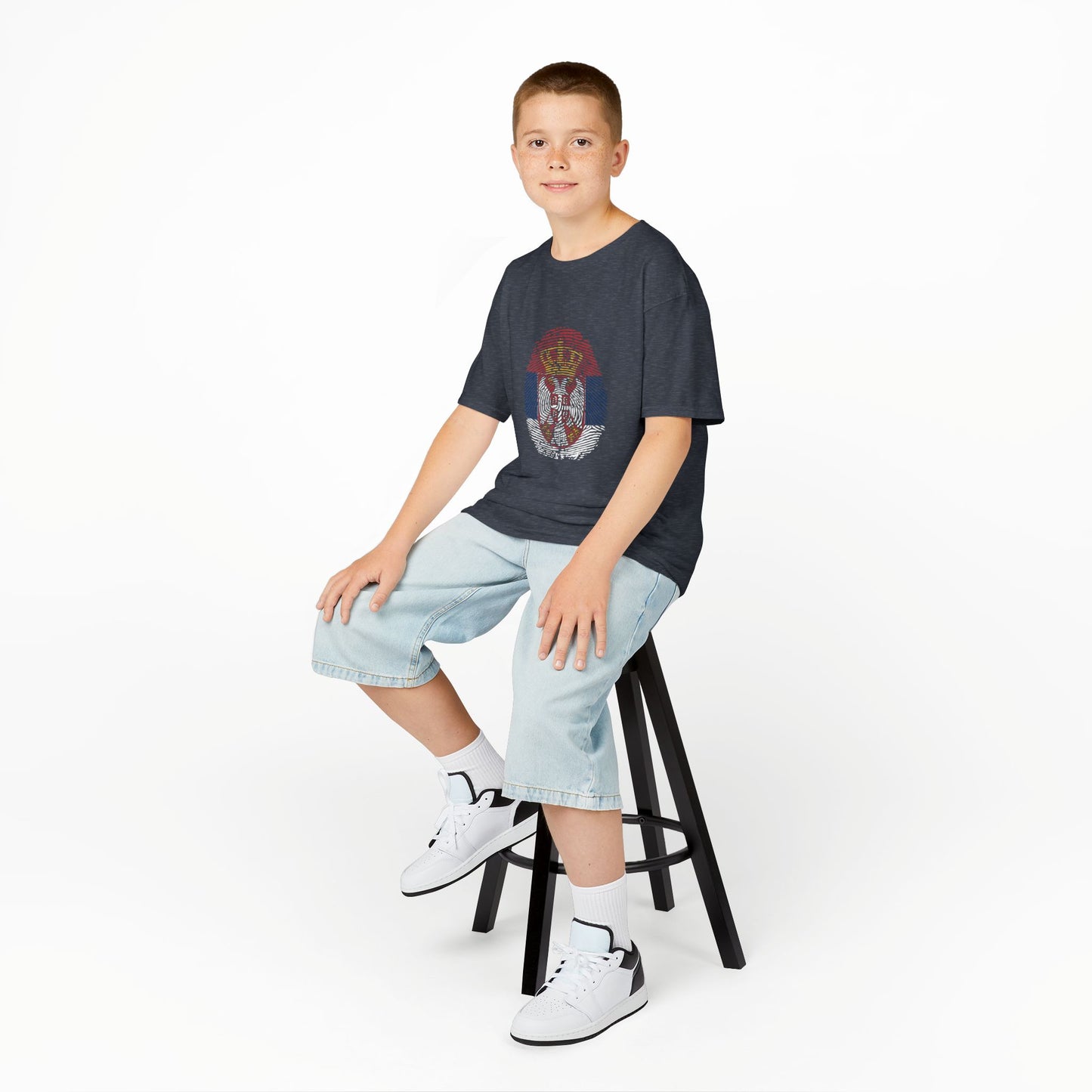 SERBIA Fingerprint flag Soccer World Cup Fan T-Shirt (KIDS - UNISEX)
