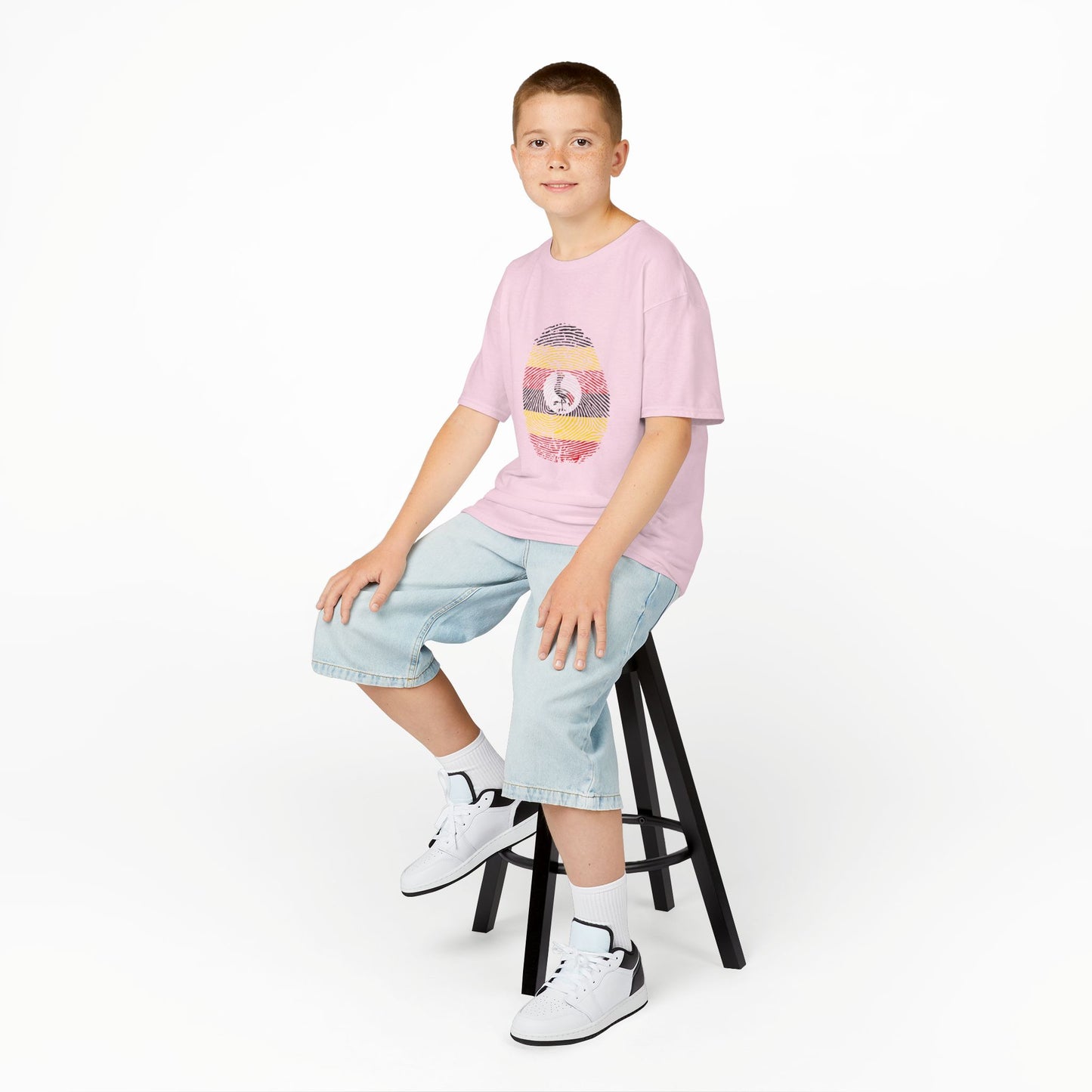 UGANDA Fingerprint flag Soccer World Cup Fan T-Shirt (KIDS - UNISEX)