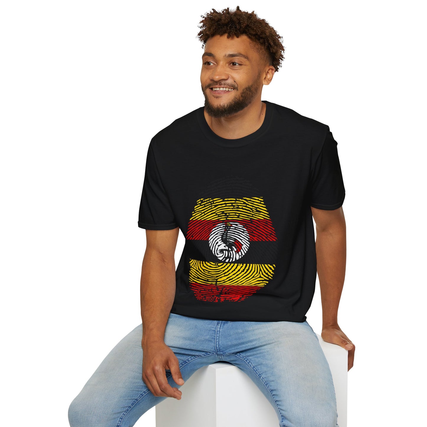 UGANDA Fingerprint flag Soccer World Cup Fan T-Shirt (MEN)